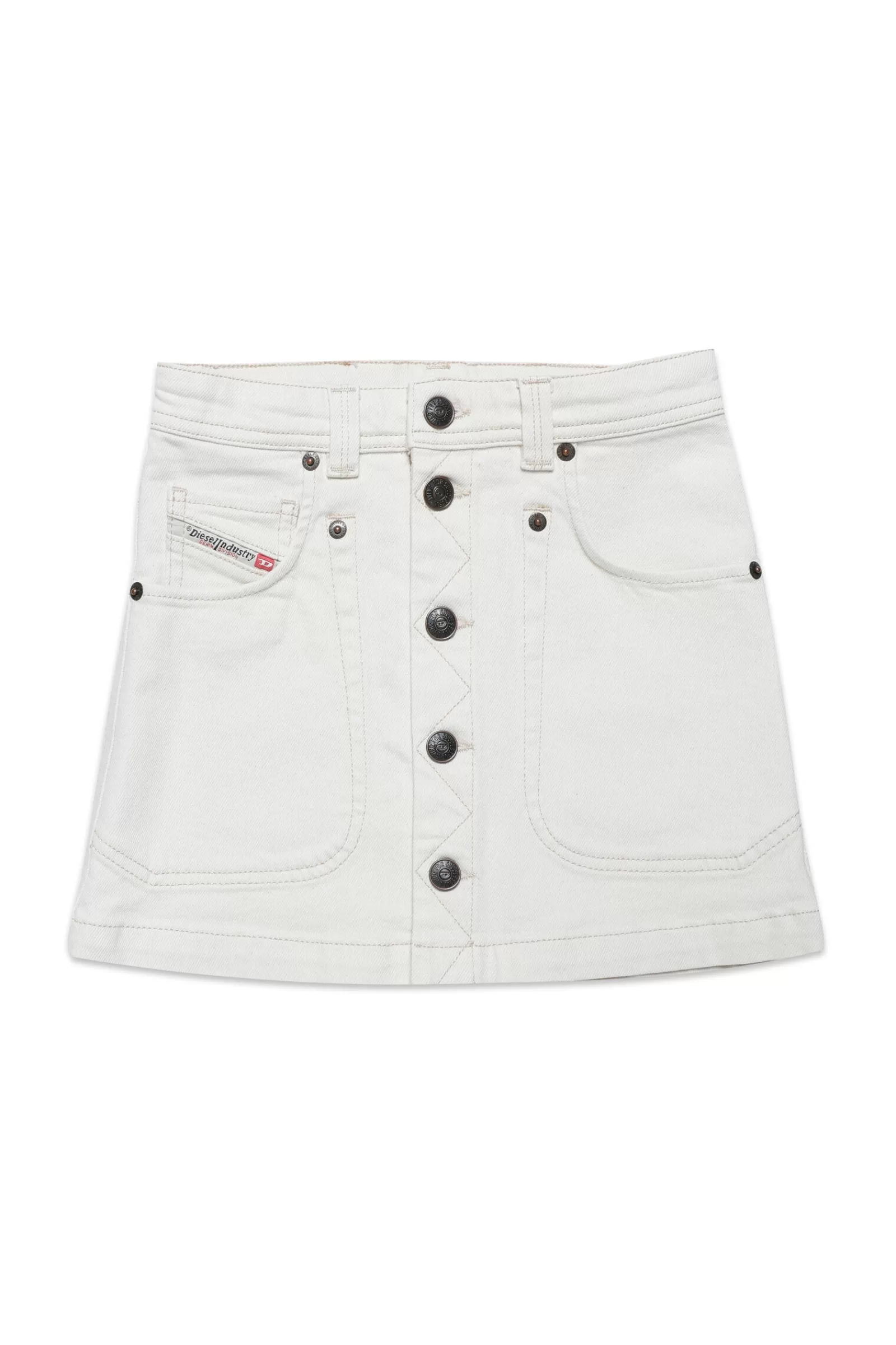 Gonne E Shorts<DIESEL Gonna In Denim Ecru Con Bottoni Bianco Sporco