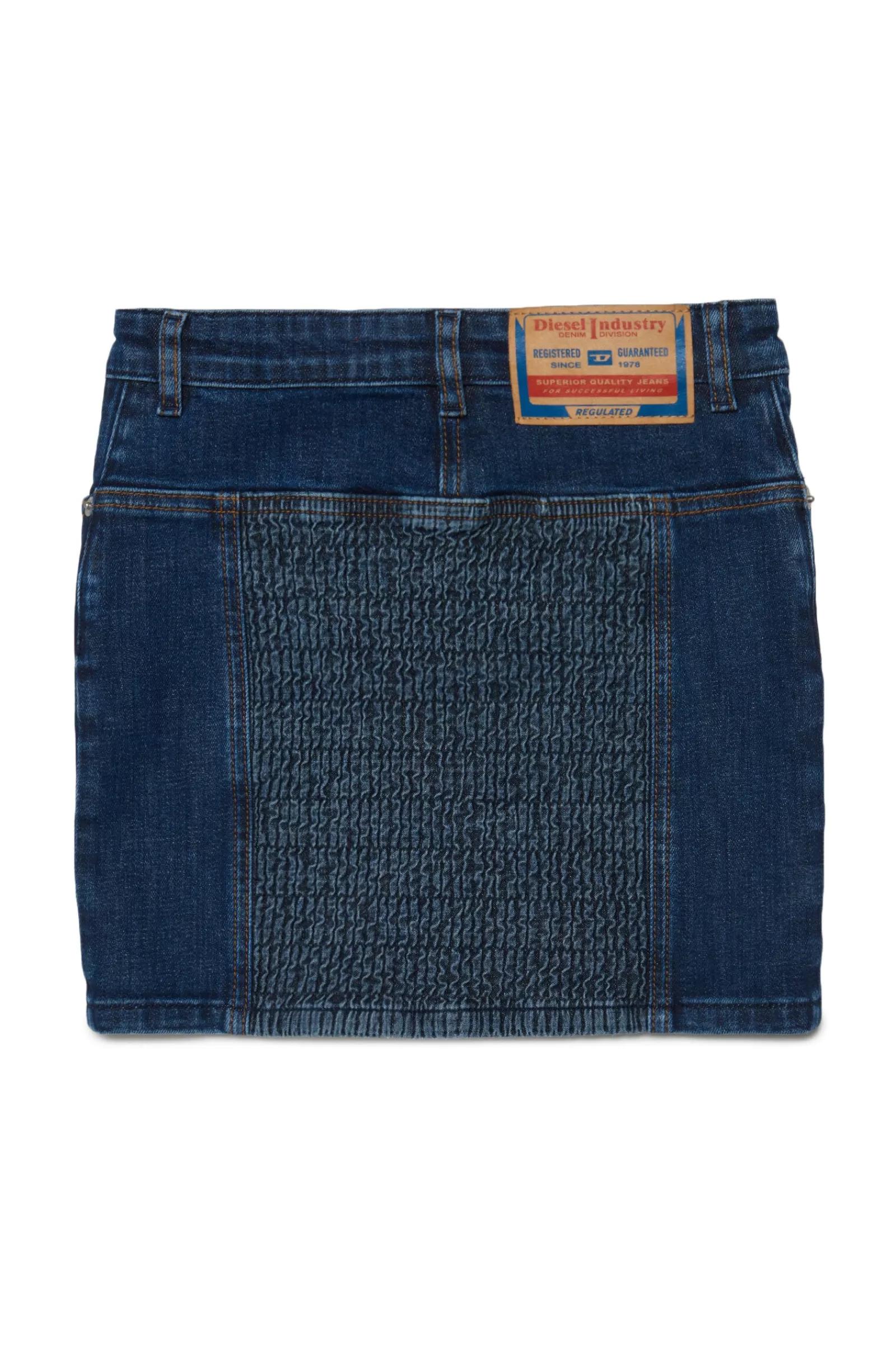 Gonne E Shorts<DIESEL Gonna In Denim Smock Stitch Blu Denim