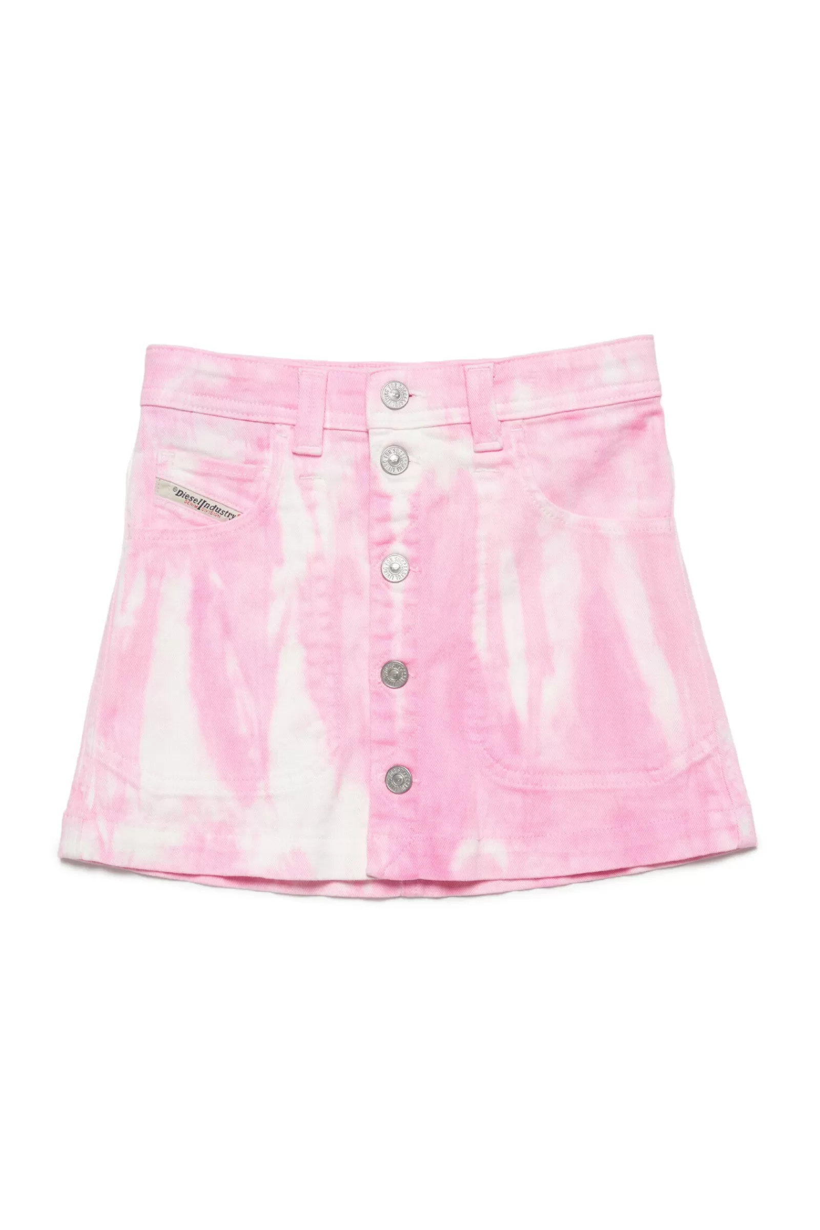 Gonne E Shorts<DIESEL Gonna In Denim Tie Dye Con Bottoni Rosa Pastello