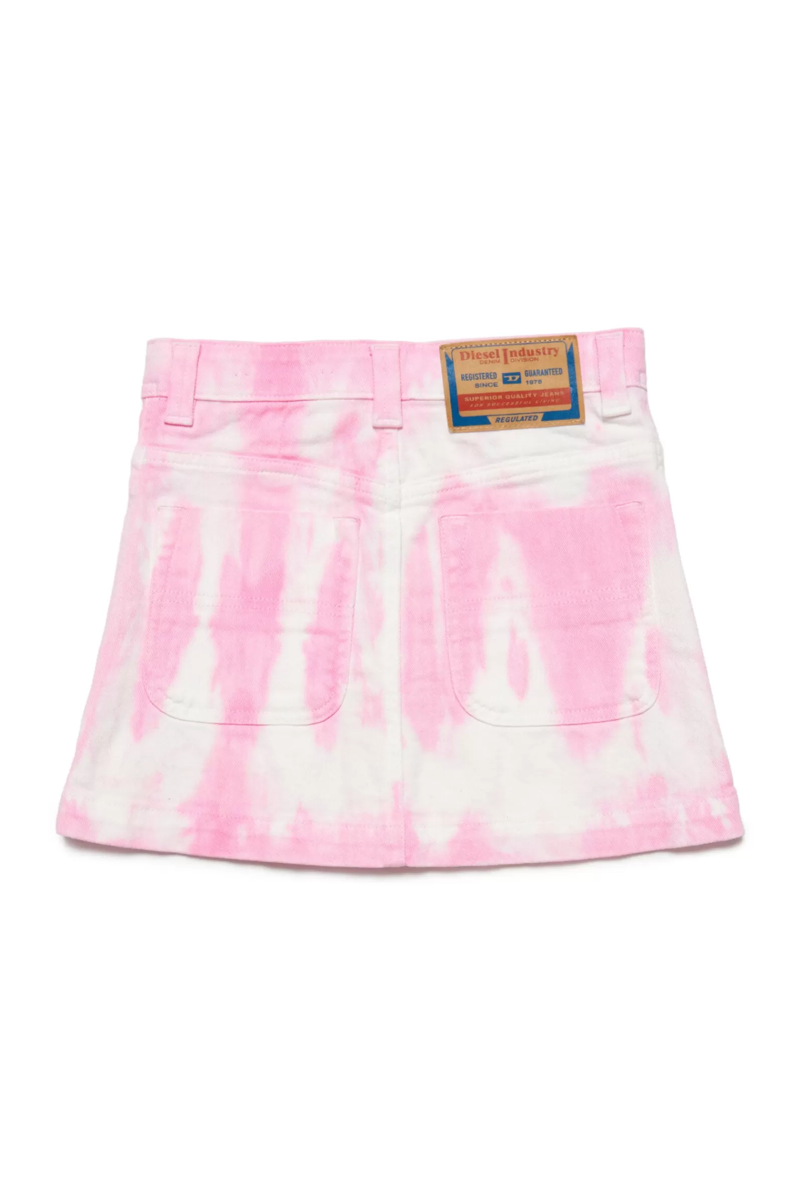 Gonne E Shorts<DIESEL Gonna In Denim Tie Dye Con Bottoni Rosa Pastello