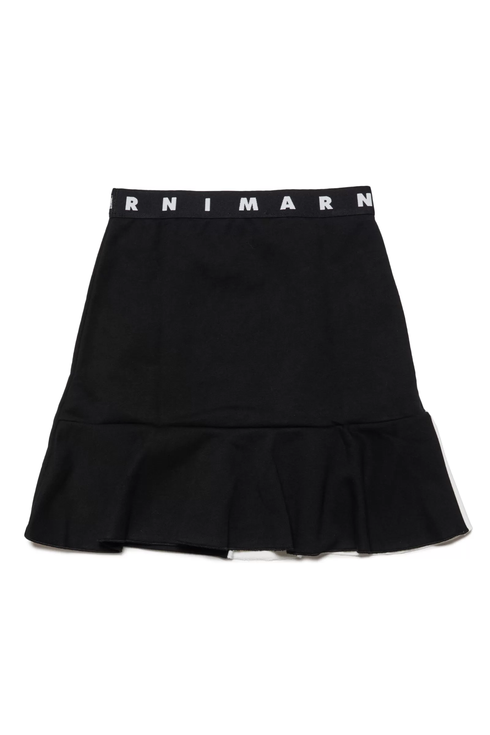 Gonne E Shorts<MARNI Gonna In Felpa Con Inserto Balza Sul Fondo Nero Denim