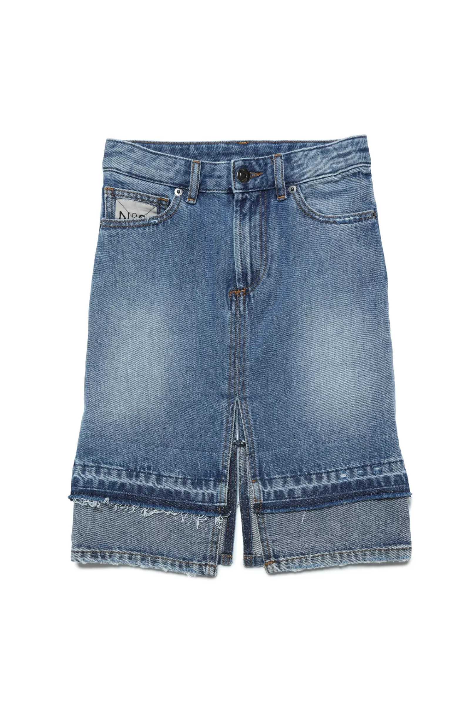 Gonne E Shorts<N°21 Gonna In Jeans Sfumato Con Fondo Double Layer Blu Denim