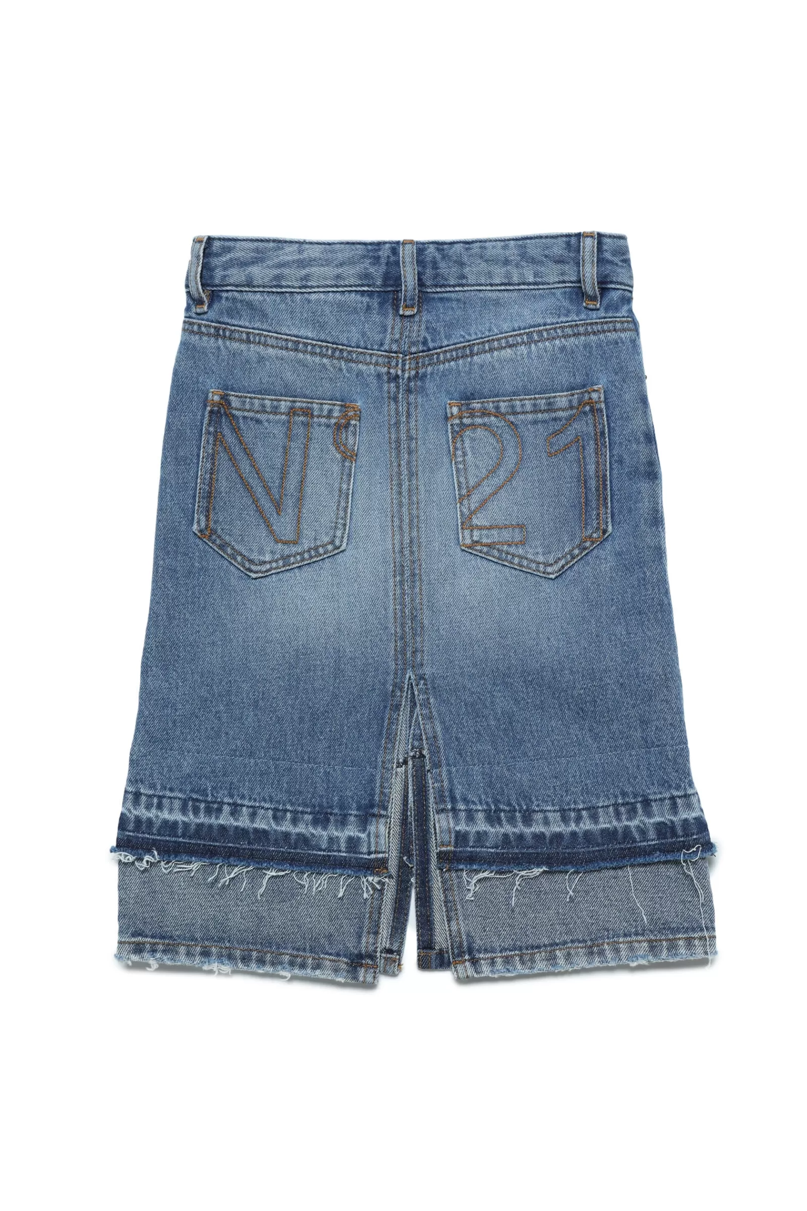 Gonne E Shorts<N°21 Gonna In Jeans Sfumato Con Fondo Double Layer Blu Denim