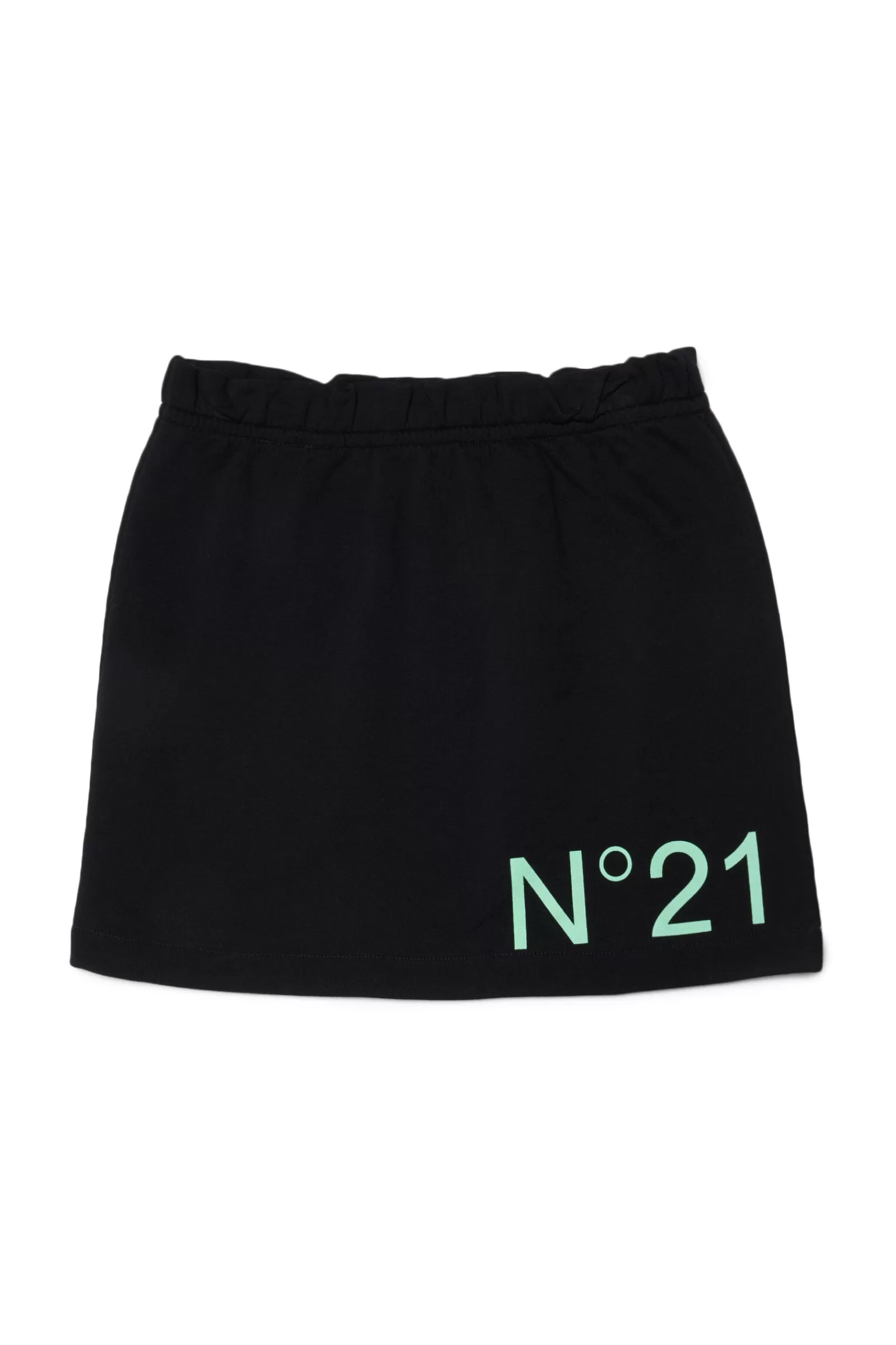 Gonne E Shorts<N°21 Gonna Nera In Felpa Con Logo A Constrasto Nero