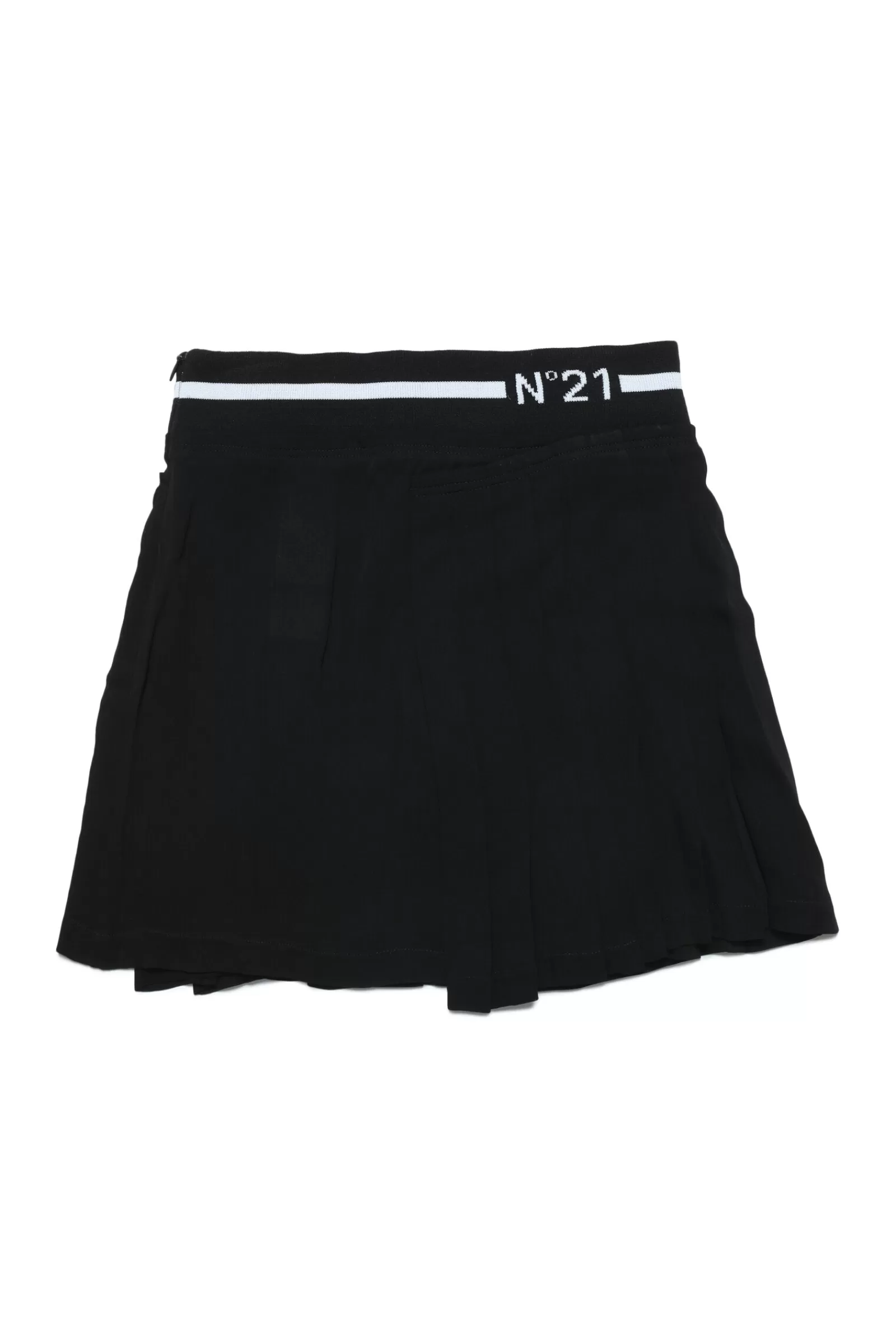 Gonne E Shorts<N°21 Gonna Plisse Asimmetrica In Crepe Nero Denim