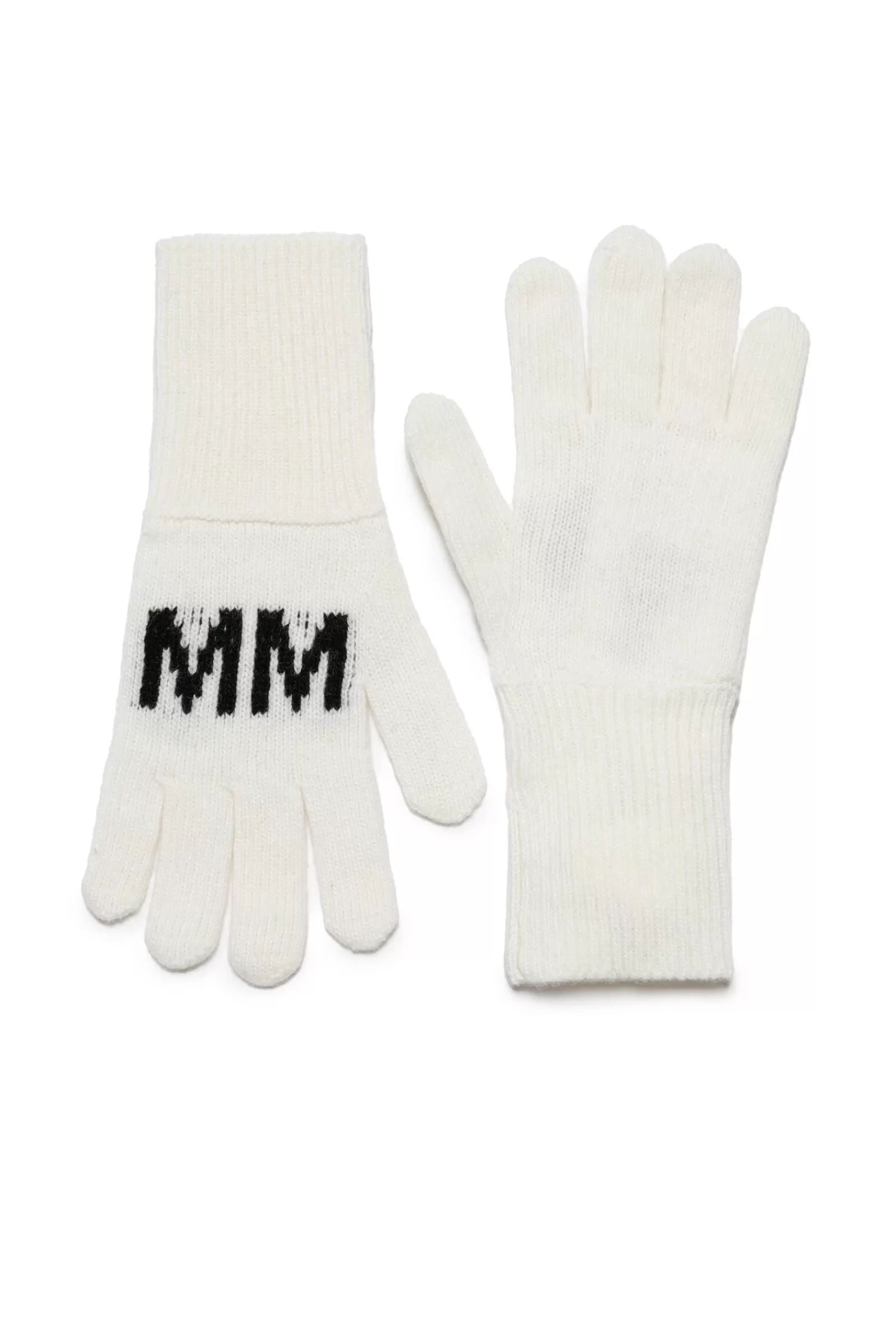 Accessori<MM6 MAISON MARGIELA Guanti In Misto Lana Con Logo Bianco Sporco