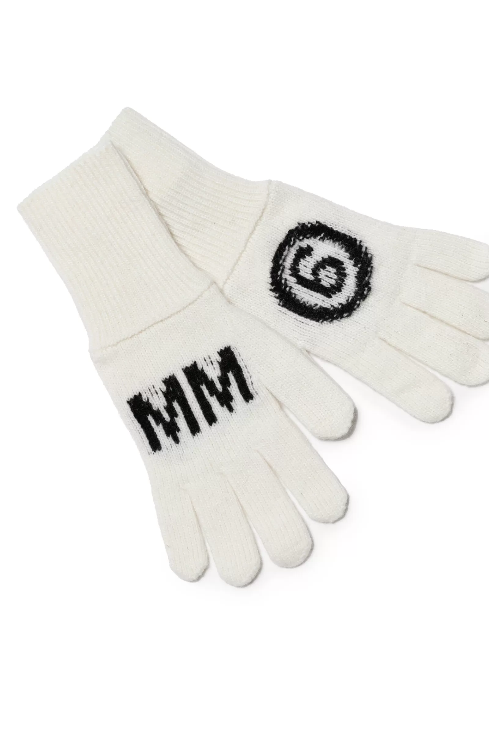 Accessori<MM6 MAISON MARGIELA Guanti In Misto Lana Con Logo Bianco Sporco