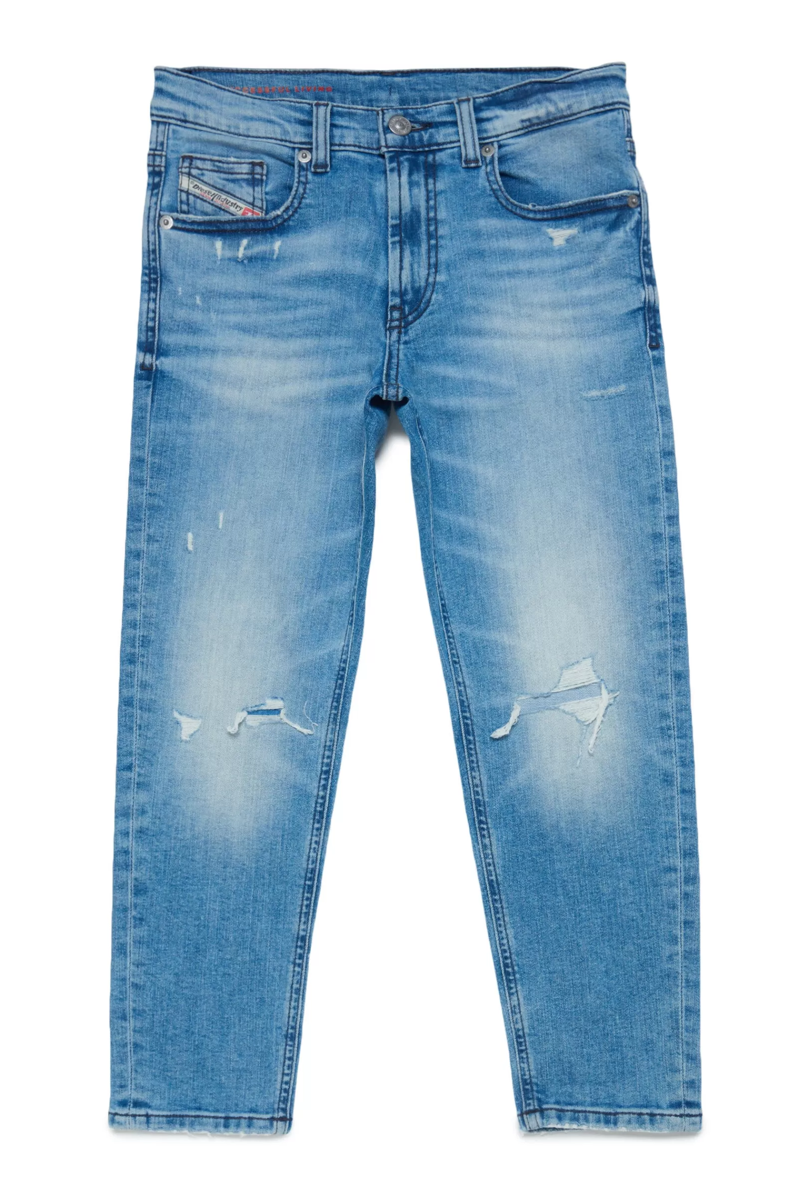 Jeans<DIESEL Jeans D-Lucas Tapered Con Strappi Blu Denim