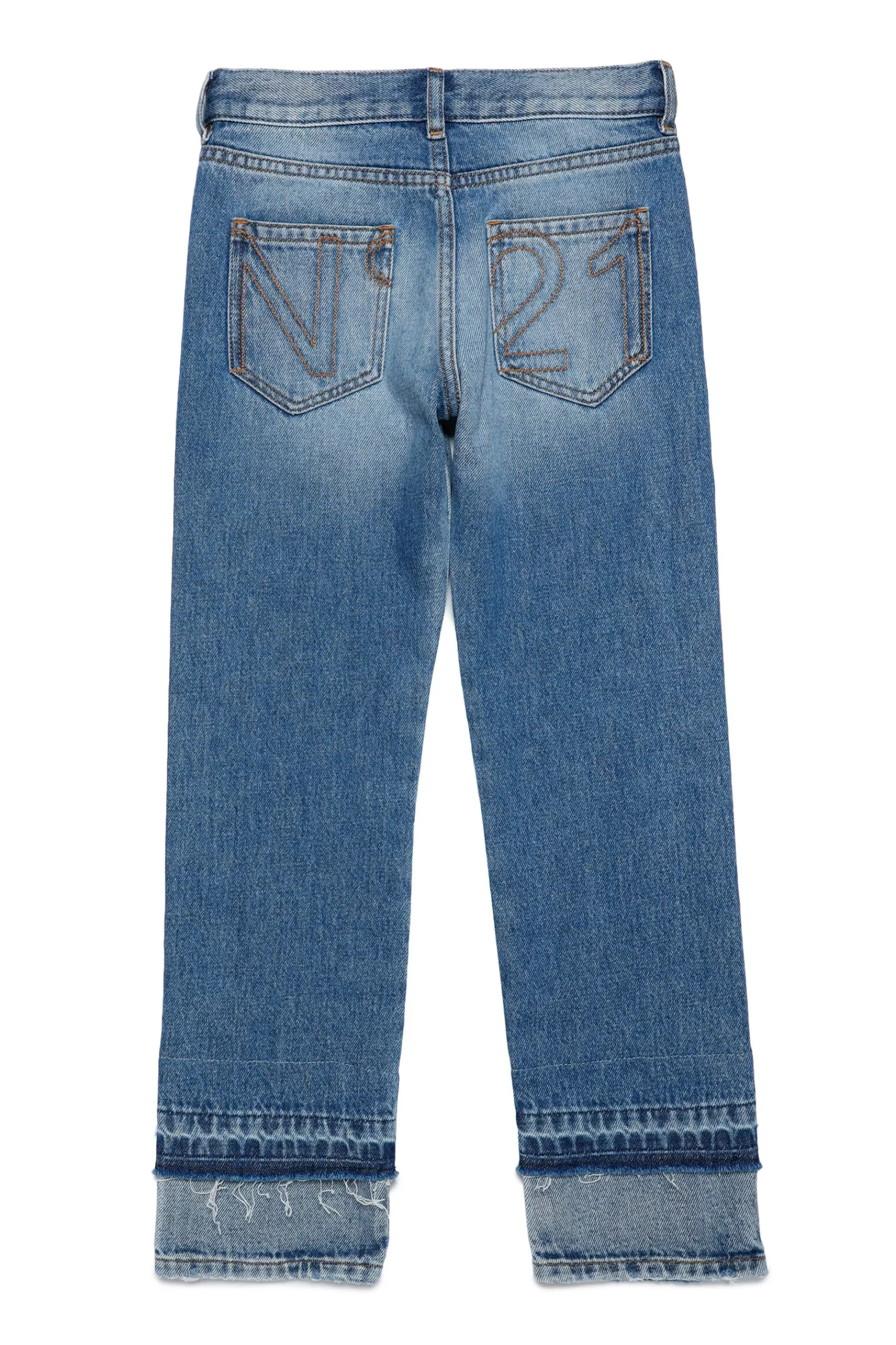 Pantaloni<N°21 Jeans In Denim Blu Sfumato Con Fondo Double Layer Blu Denim