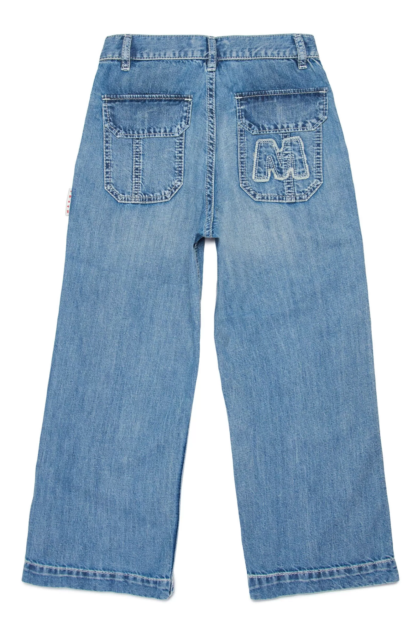 Jeans<MARNI Jeans In Denim Chiaro Slavato Con Logo Big M Blu Denim