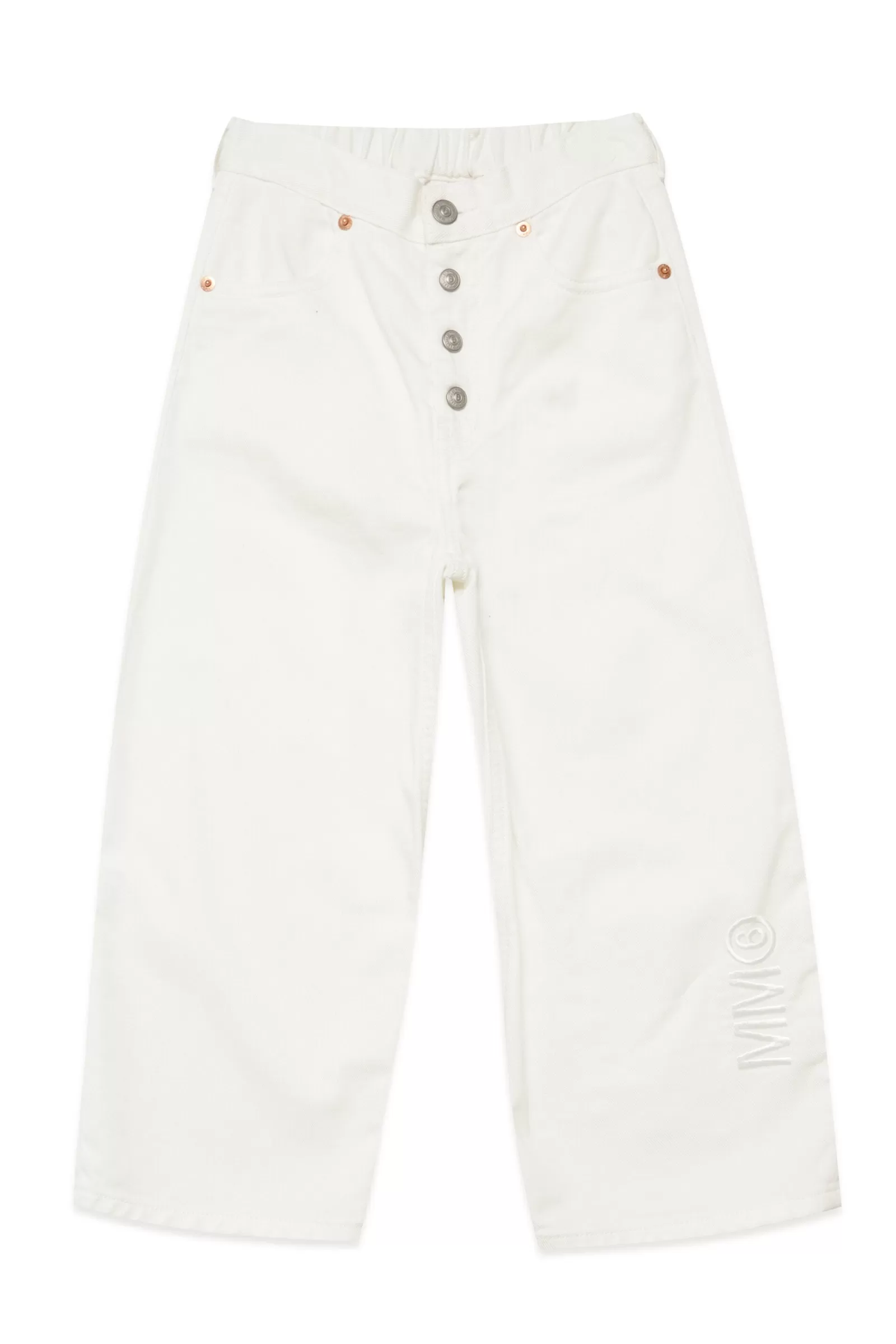 Jeans<MM6 MAISON MARGIELA Jeans Wide Fit Off-White Con Logo Bianco Sporco