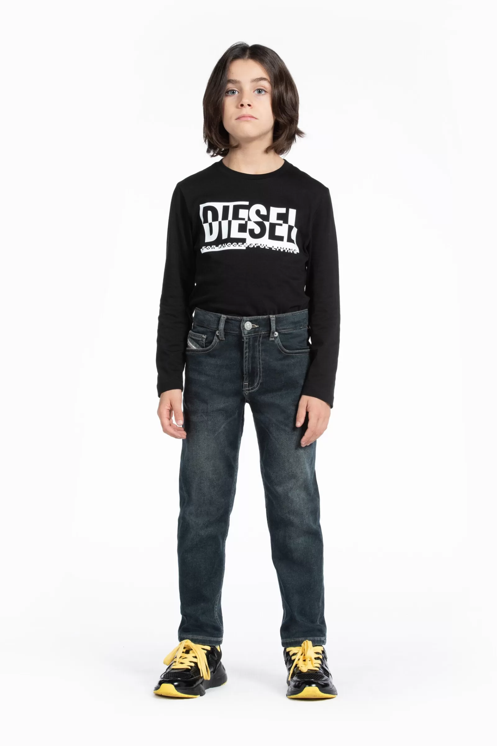 Jeans<DIESEL Joggjeans® D-Lucas Tapered Blu Scuro Effetto Dirty Blu Denim