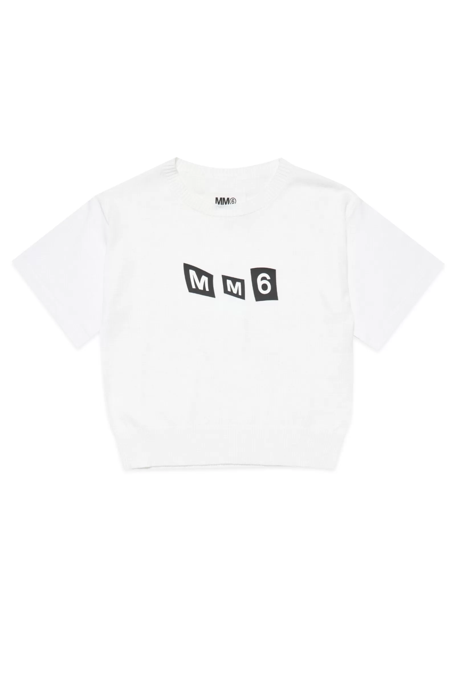 Maglieria<MM6 MAISON MARGIELA Maglia Bianca In Cotone Con Logo Mm6 Bianco