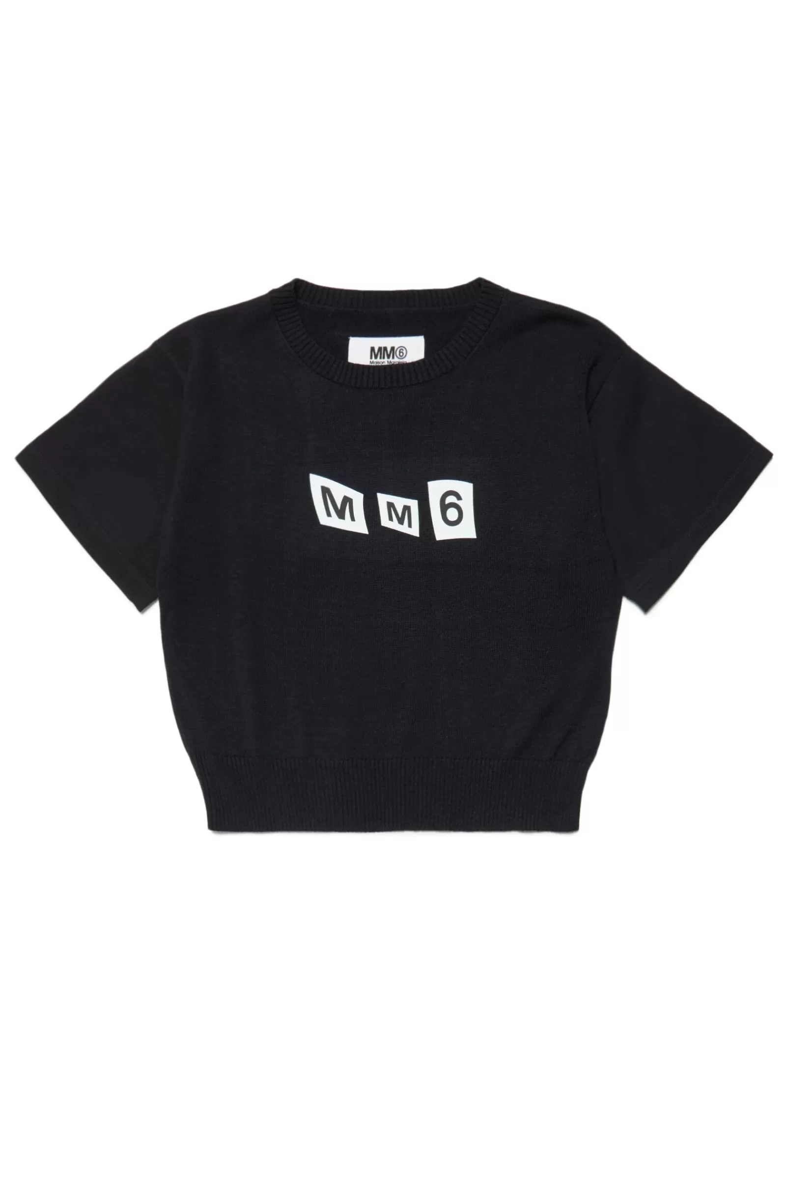 Maglieria<MM6 MAISON MARGIELA Maglia Nera In Cotone Con Logo Mm6 Nero