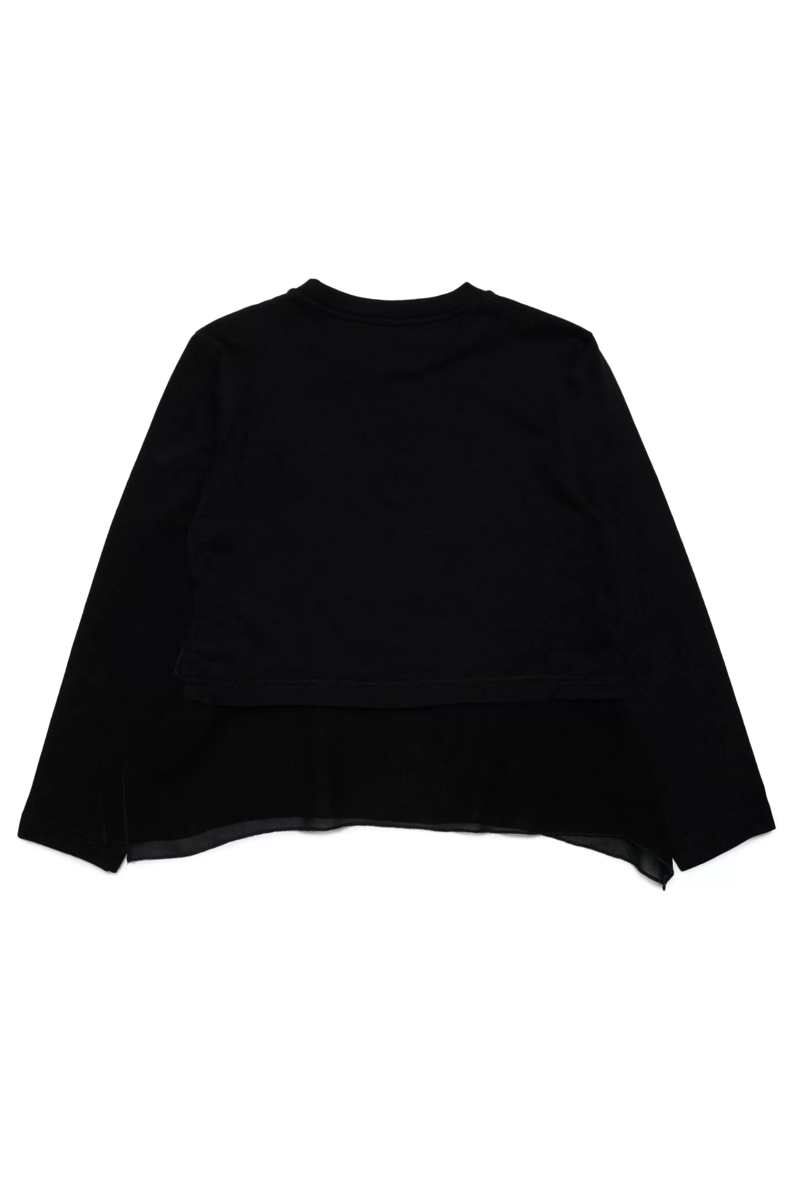 T-Shirt<DIESEL Maglietta In Jersey Con Chiffon In Viscosa Nero