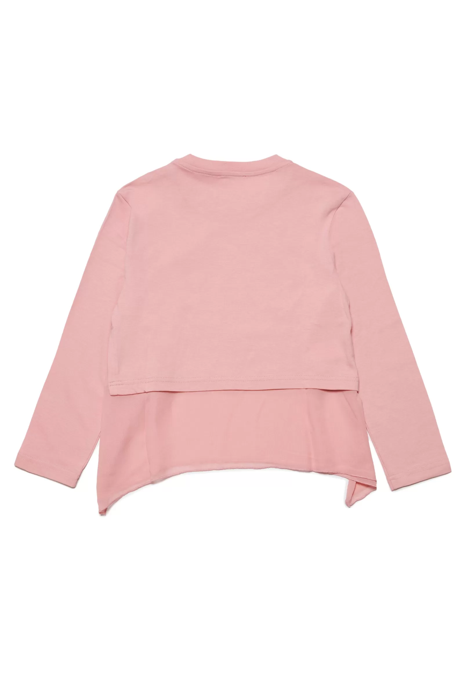 T-Shirt<DIESEL Maglietta In Jersey Con Chiffon In Viscosa Rosa Caramella