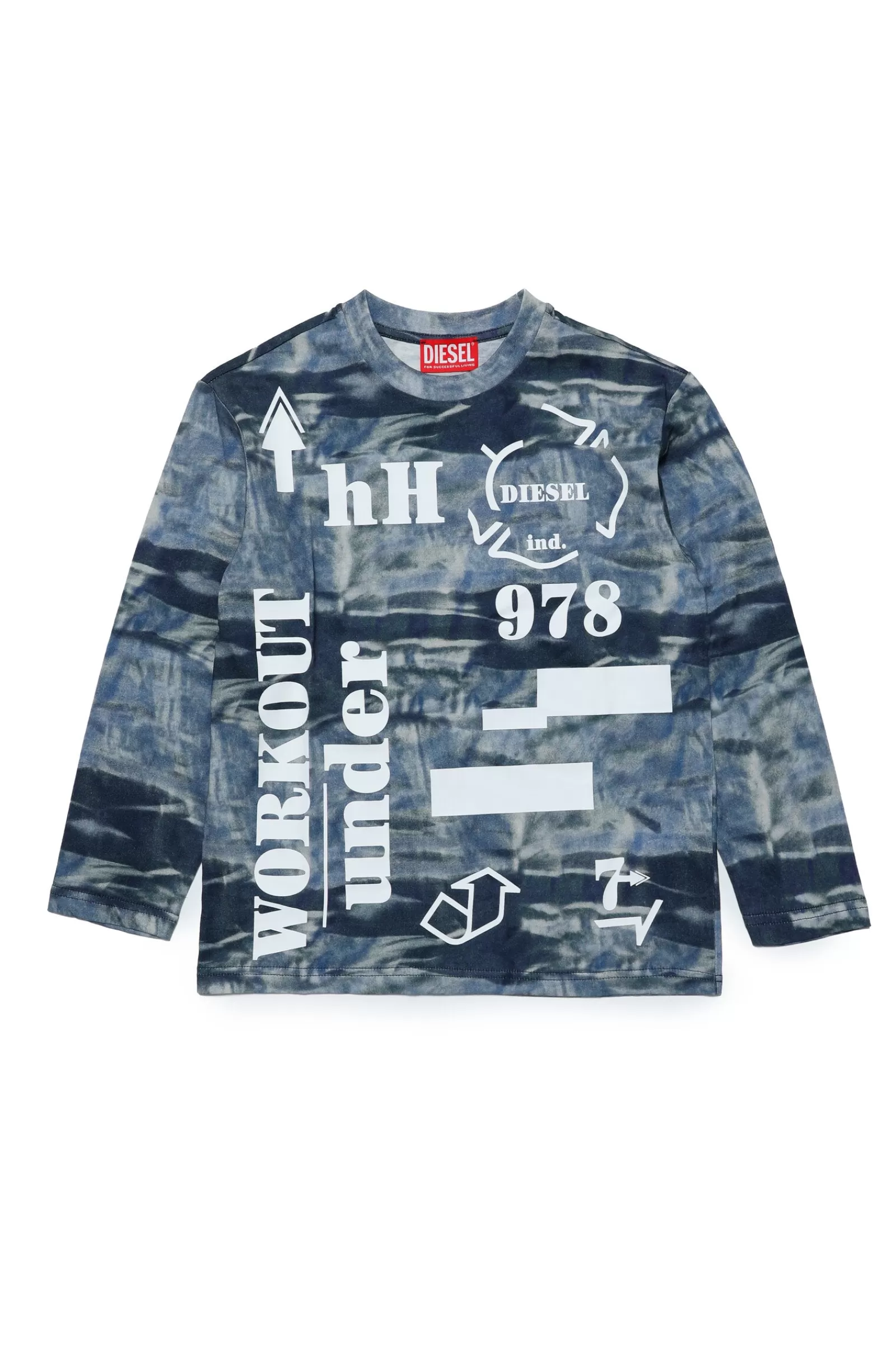 T-Shirt<DIESEL Maglietta In Jersey Con Motivo Allover Camouflage E Scritte Pavone