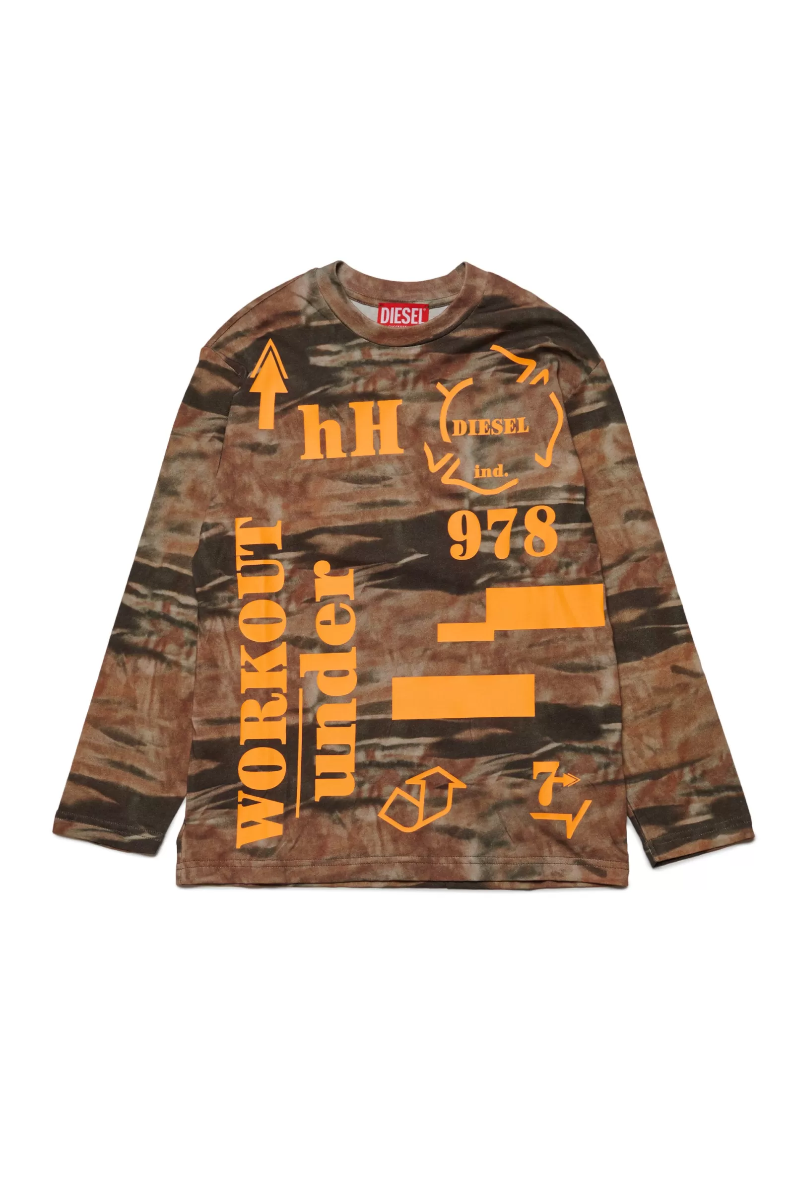 T-Shirt<DIESEL Maglietta In Jersey Con Motivo Allover Camouflage E Scritte Verde Muschio