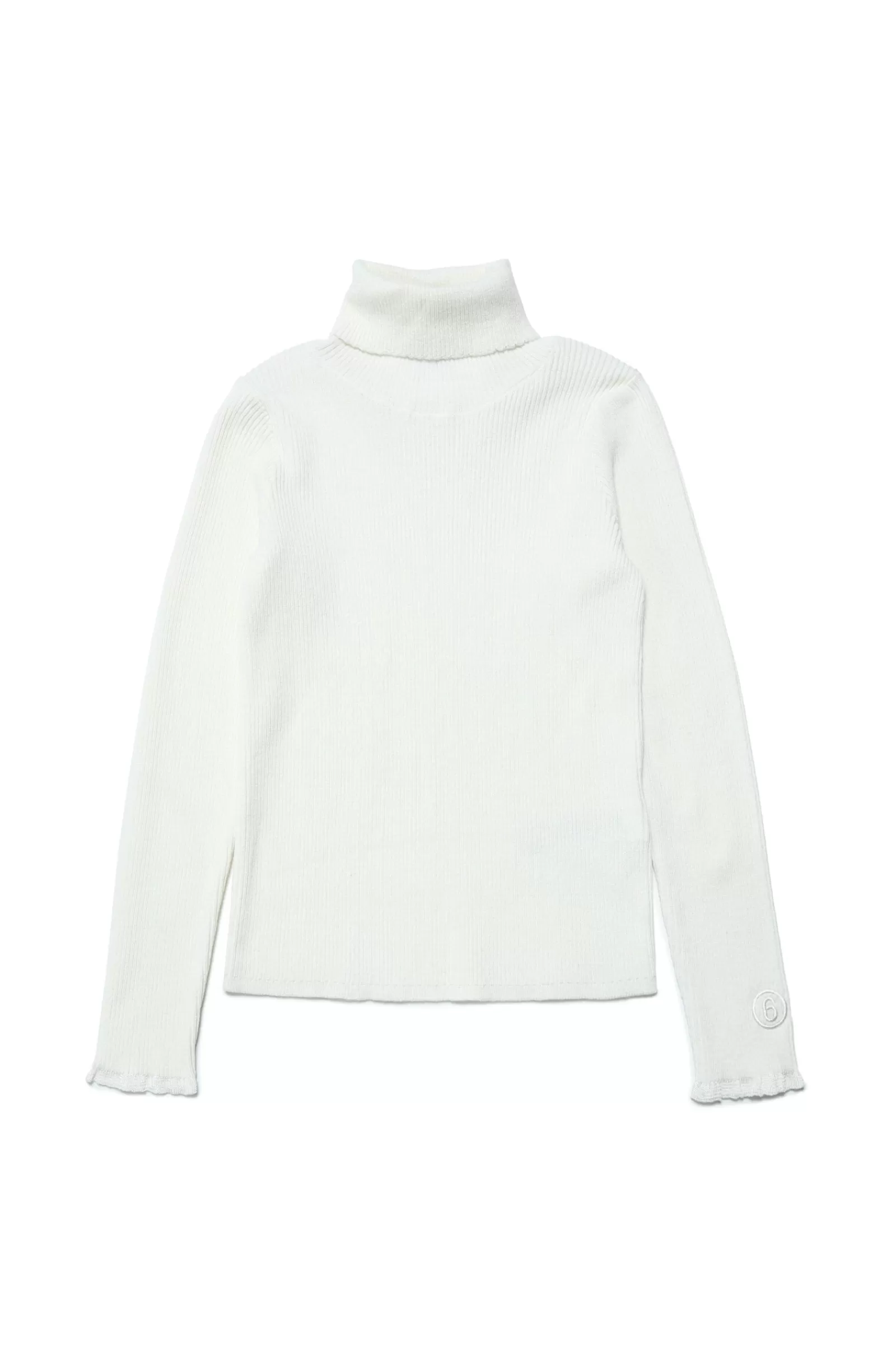 Maglieria<MM6 MAISON MARGIELA Maglione A Collo Alto In Misto Cashmere Bianco Sporco