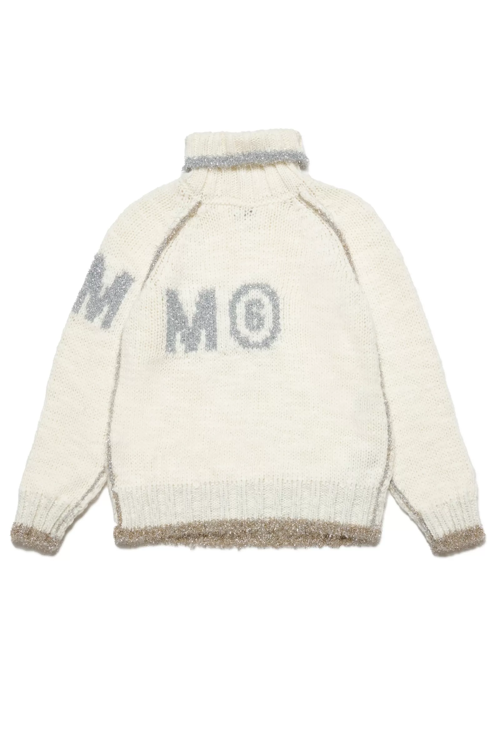 Maglieria<MM6 MAISON MARGIELA Maglione A Collo Alto In Misto Lana E Lurex Bianco Sporco