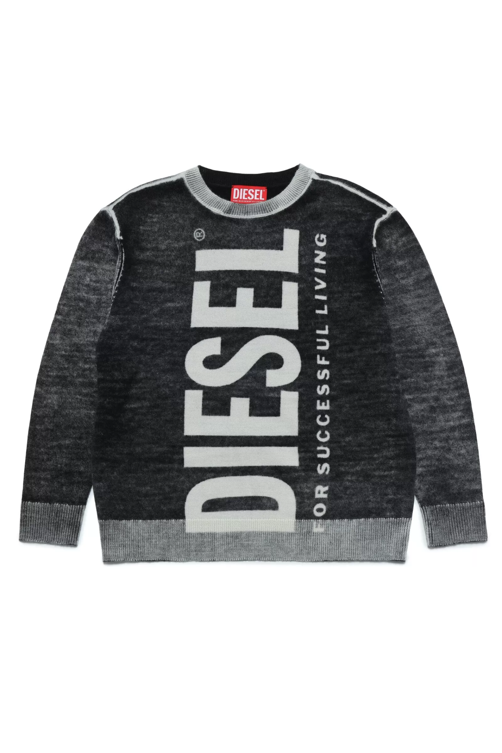 Maglieria<DIESEL Maglione In Lana Merino Con Logo Ed Effetto Delave Nero