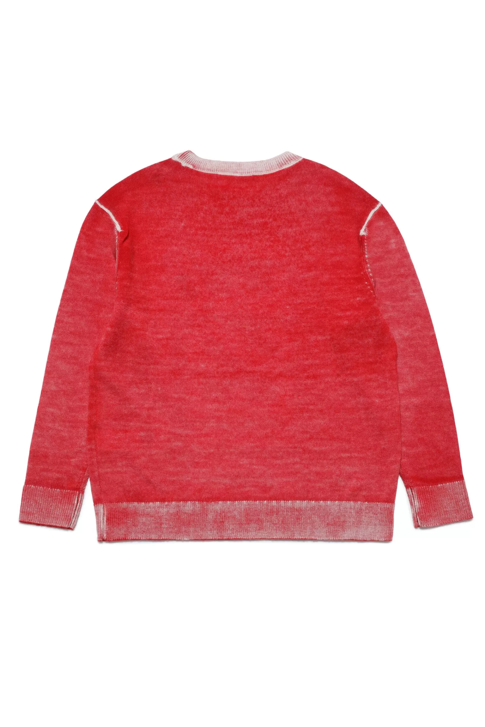 Maglieria<DIESEL Maglione In Lana Merino Con Logo Ed Effetto Delave Rosso Garofano