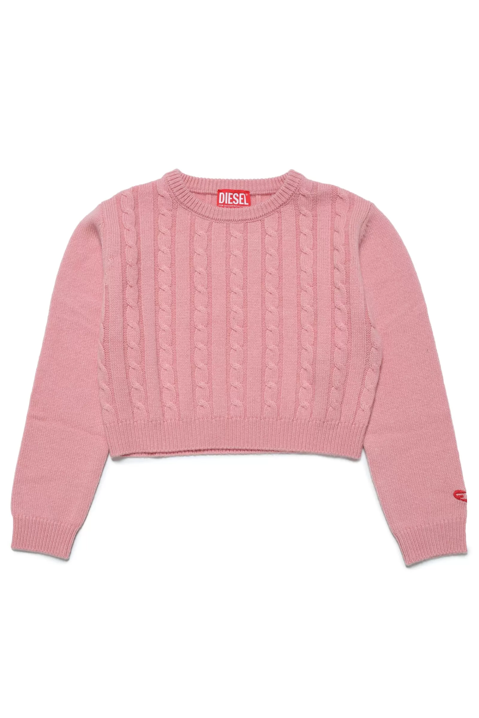 Maglieria<DIESEL Maglione In Misto Cashmere Con Trecce Rosa Caramella