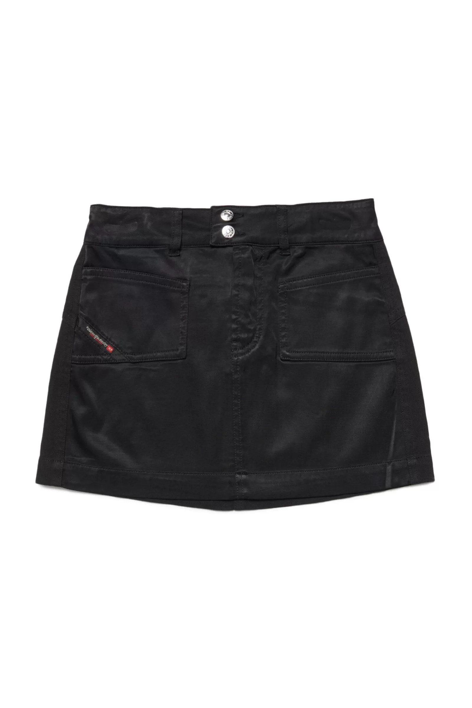 Gonne E Shorts<DIESEL Minigonna Nera In Mix Di Tessuti Nero