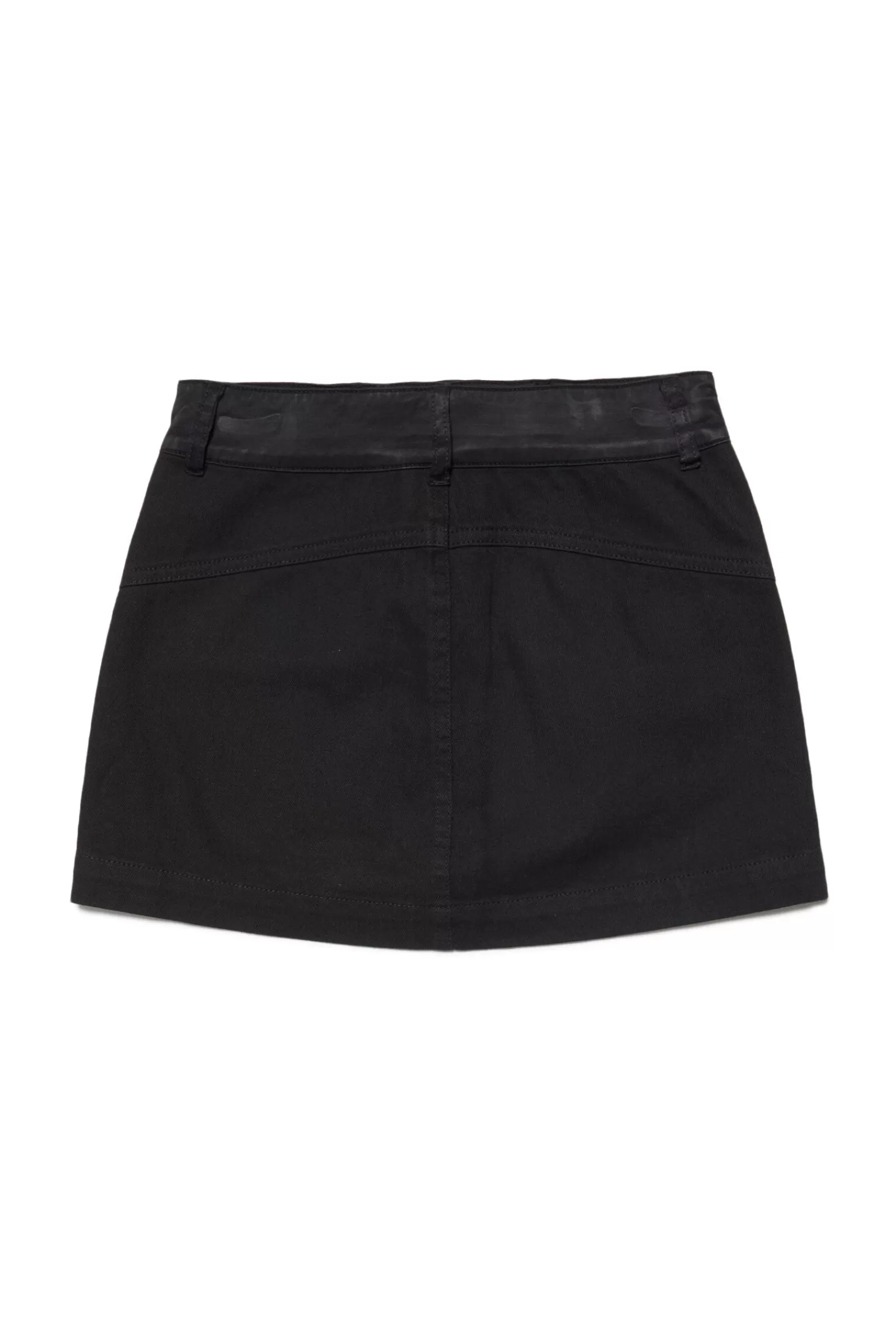 Gonne E Shorts<DIESEL Minigonna Nera In Mix Di Tessuti Nero