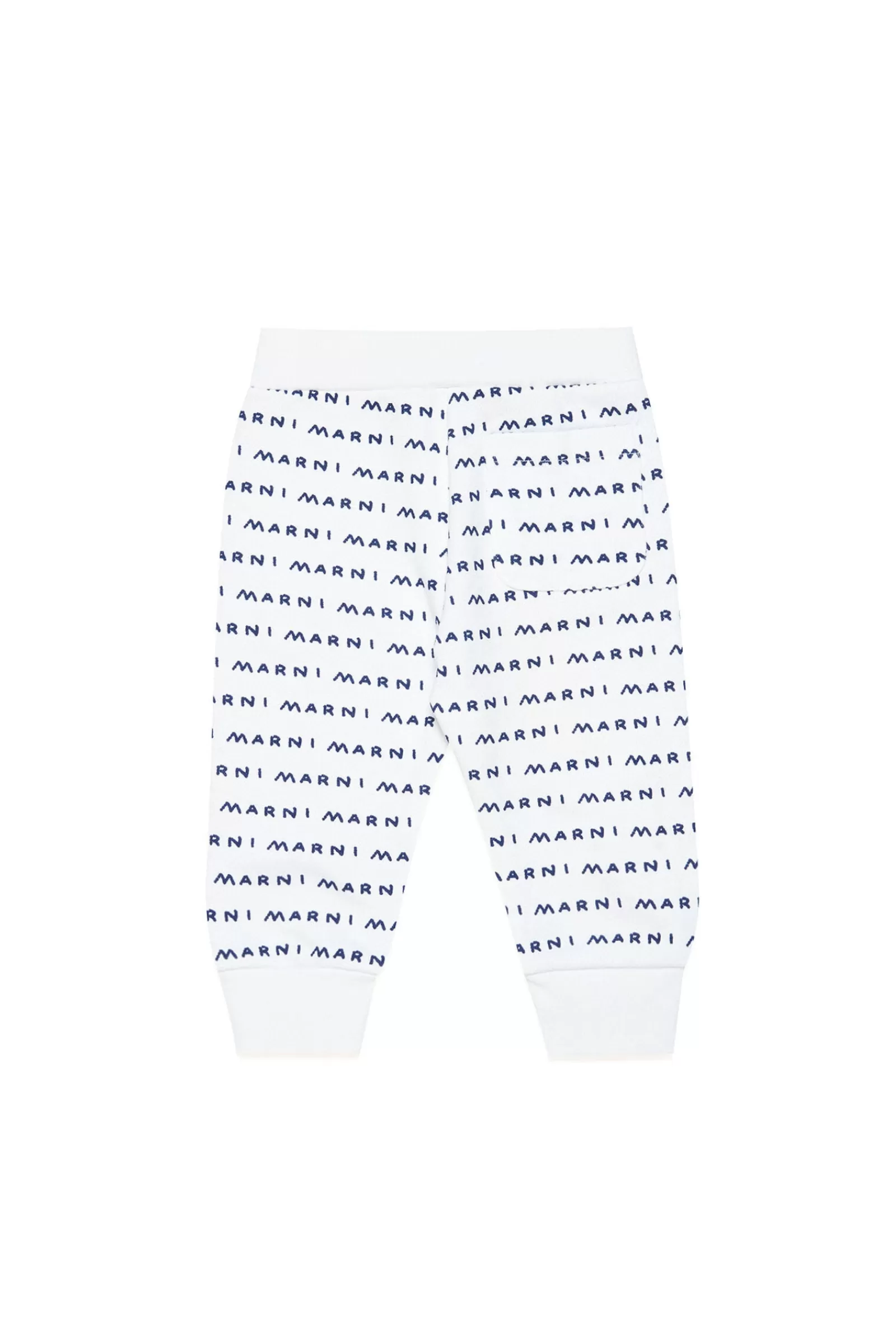 Pantaloni E Shorts<MARNI Pantaloni Bianchi In Cotone Con Logo Allover Stile Handmade Bianco