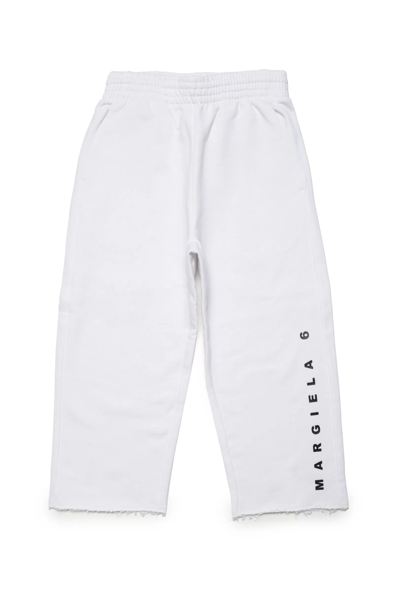 Pantaloni<MM6 MAISON MARGIELA Pantaloni Bianchi In Felpa A Gamba Dritta Con Logo Bianco