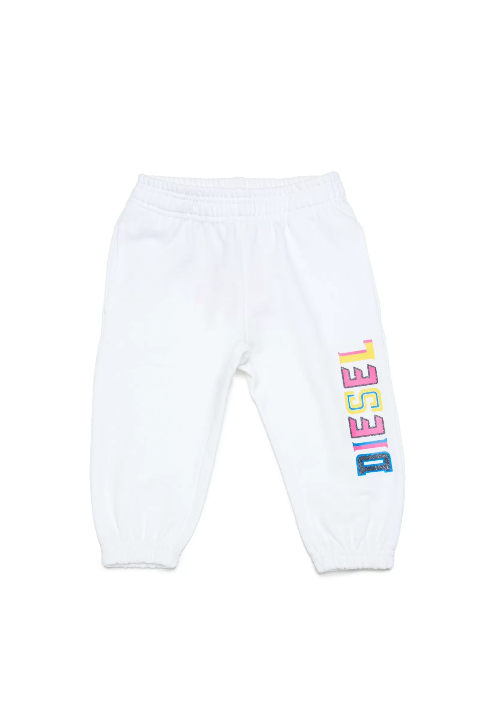 Pantaloni E Shorts<DIESEL Pantaloni Bianchi In Felpa Con Logo A Contrasto Bianco