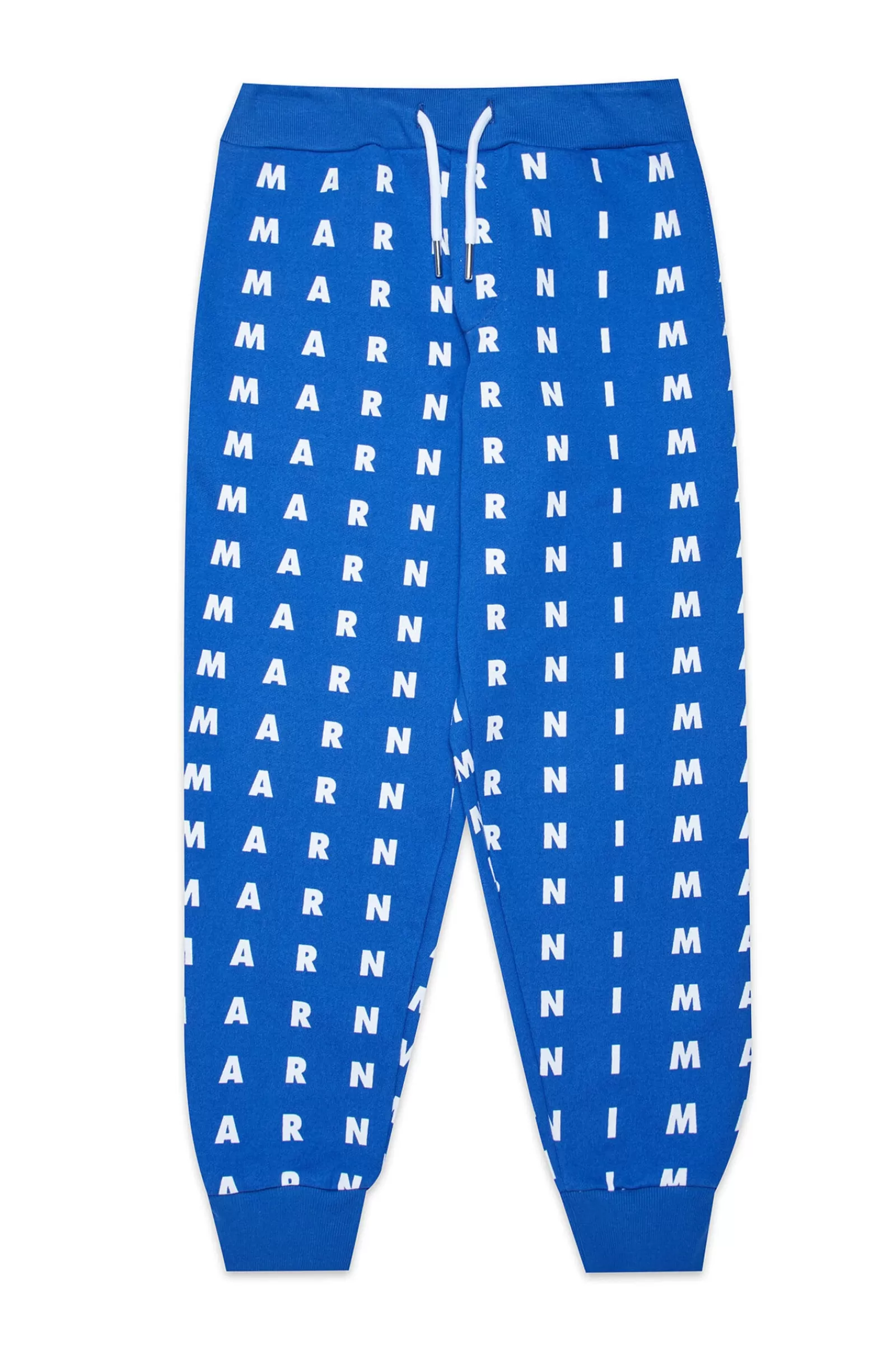 Pantaloni<MARNI Pantaloni Blu In Felpa Con Logo Piccolo Allover Blu Surf The Web