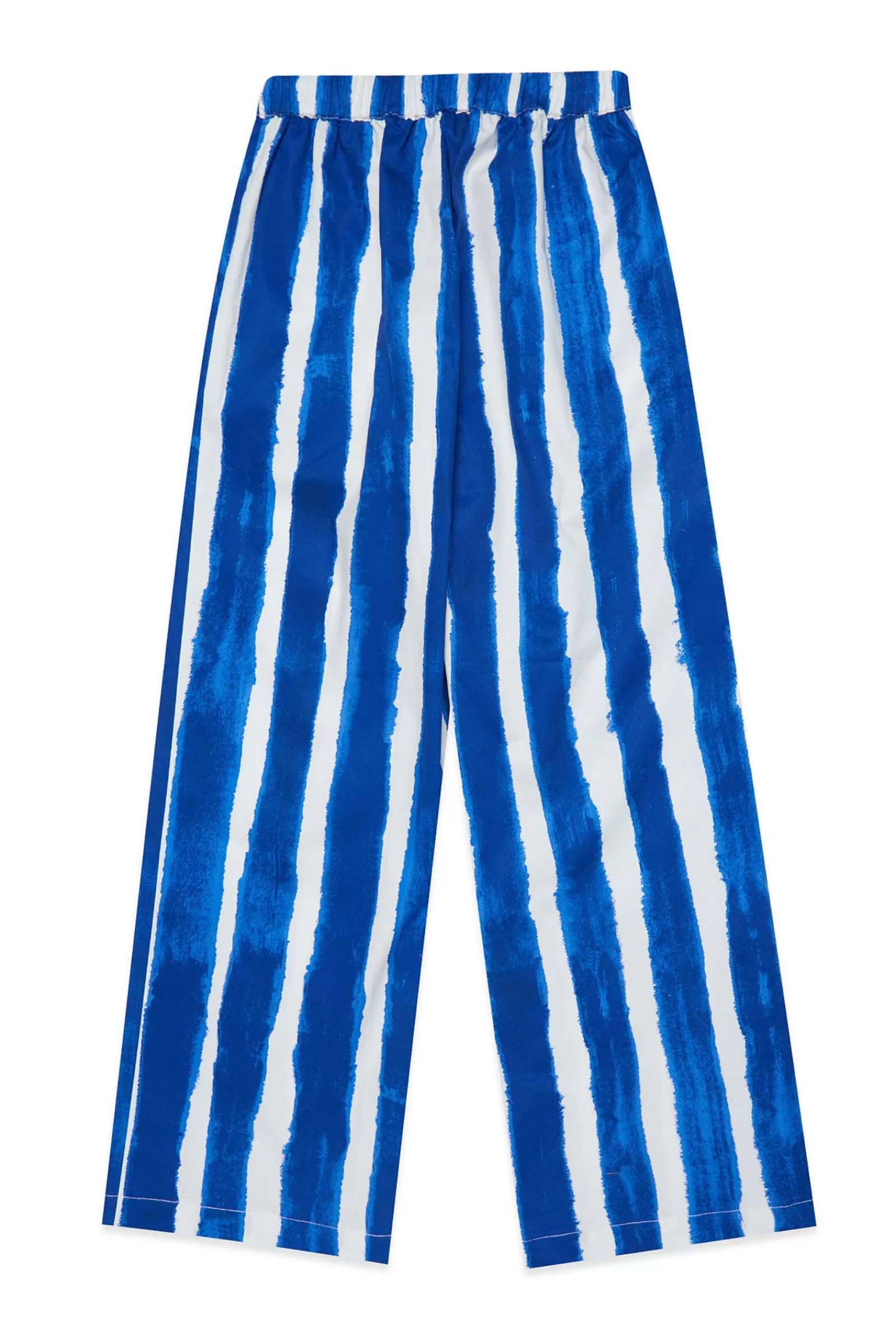 Pantaloni<MARNI Pantaloni Blu In Gabardina Con Motivo Allover A Righe Blu Surf The Web