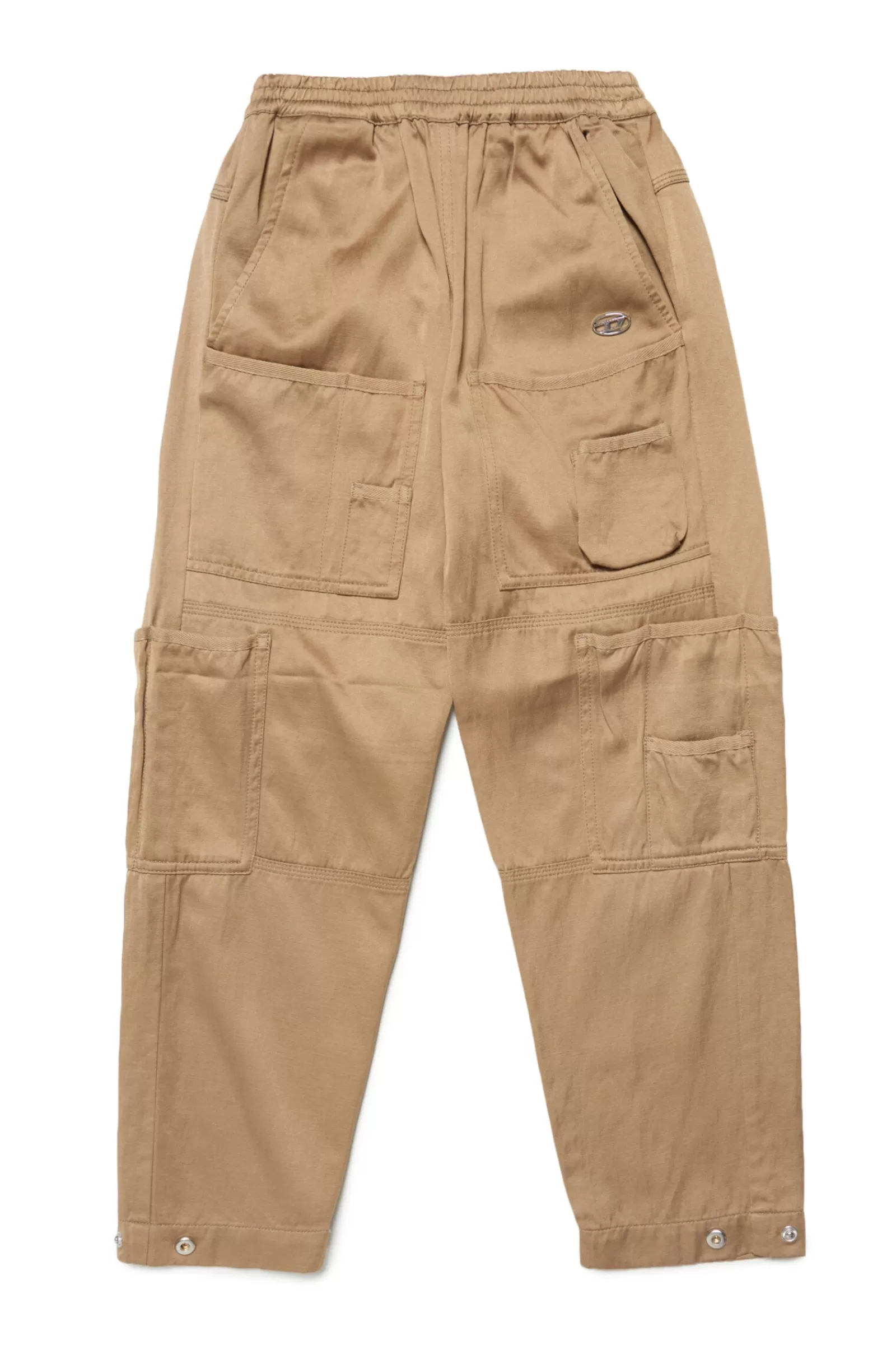 Pantaloni<DIESEL Pantaloni Cargo Beige In Misto Raso E Lino Cappuccino