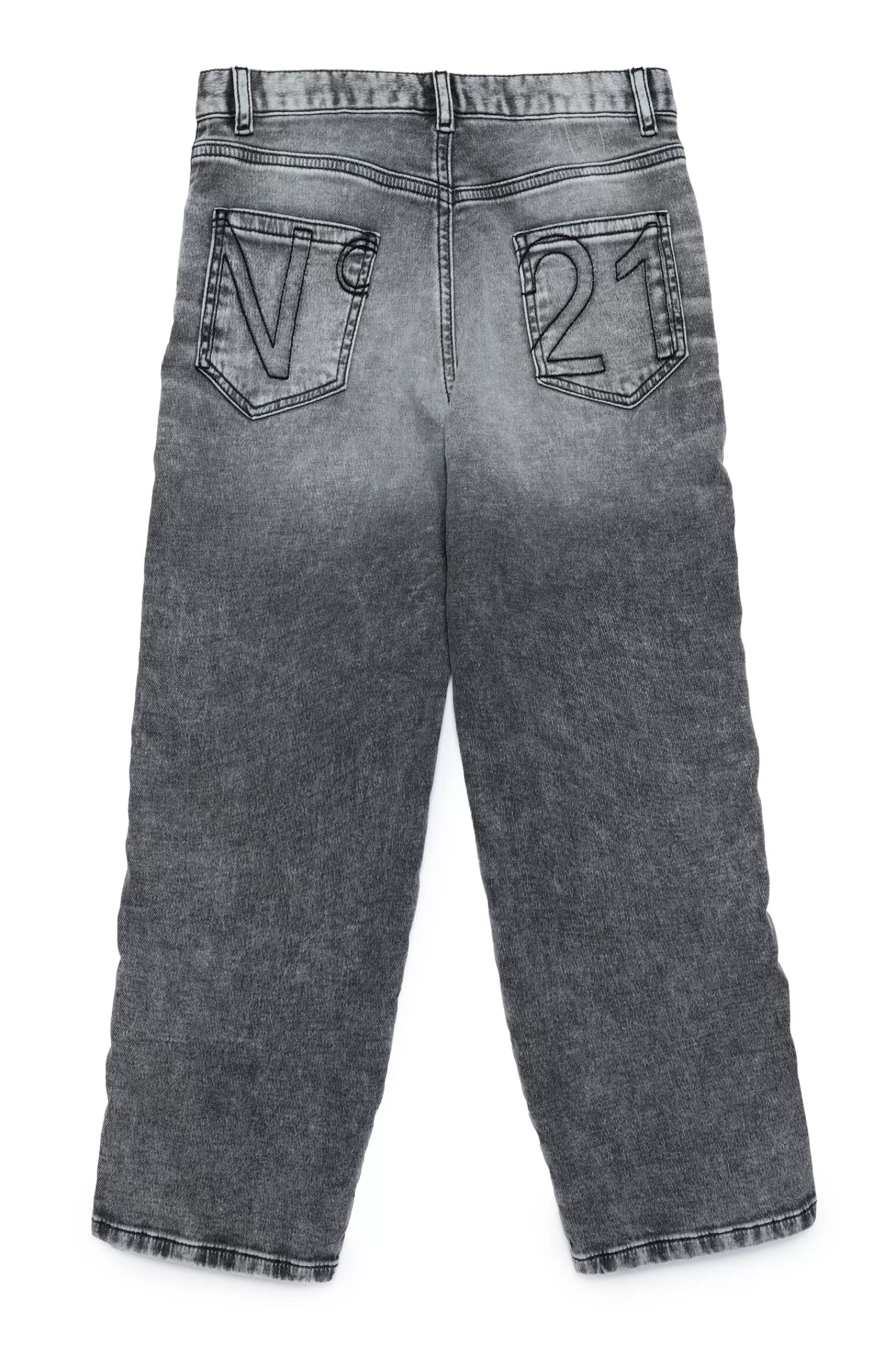 Jeans<N°21 Pantaloni Cinque Tasche In Joggjeans Nero Sfumato Con Bande Nero Denim