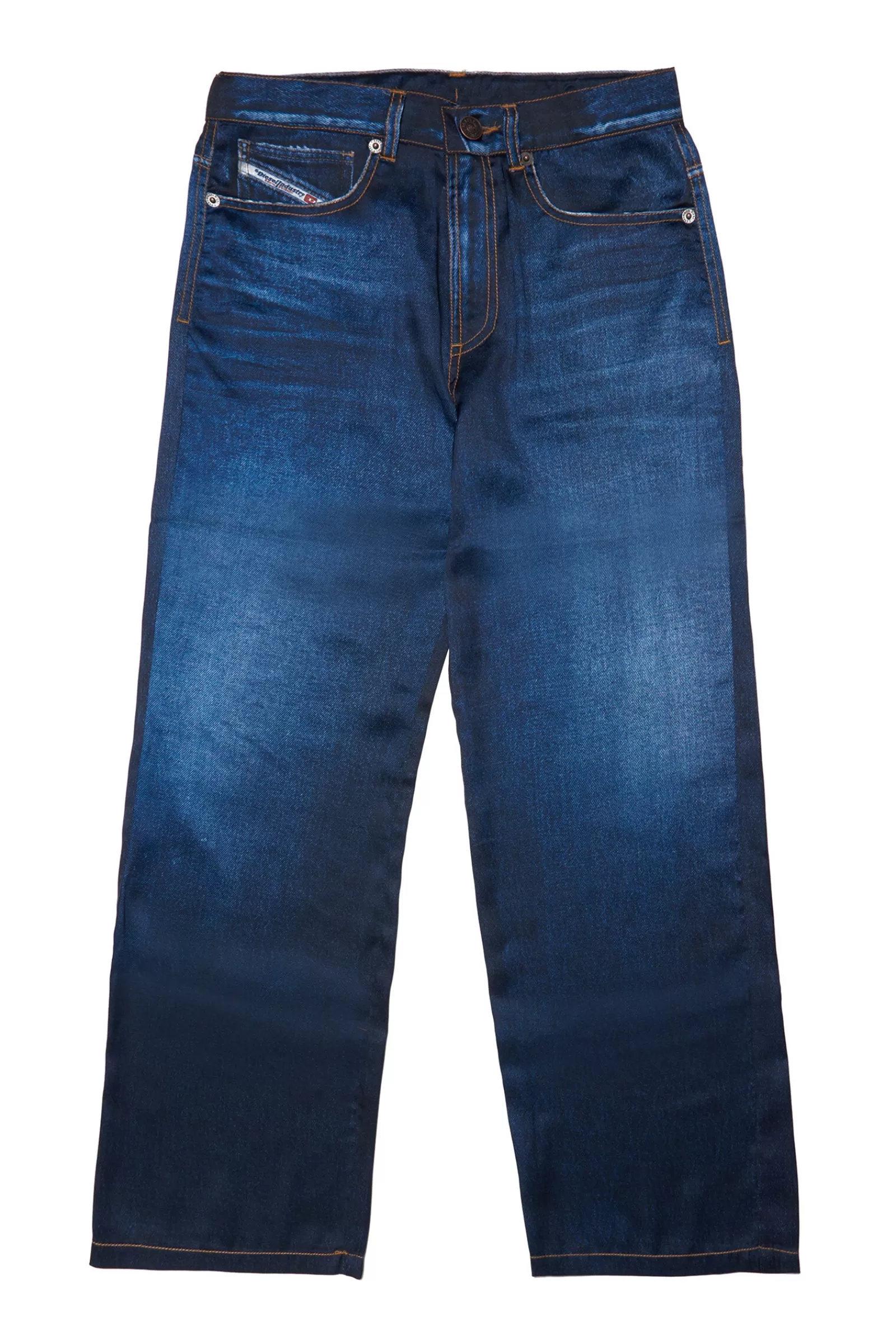 Pantaloni E Shorts<DIESEL Pantaloni Con Stampa Digitale Denim Blu Navy Scuro