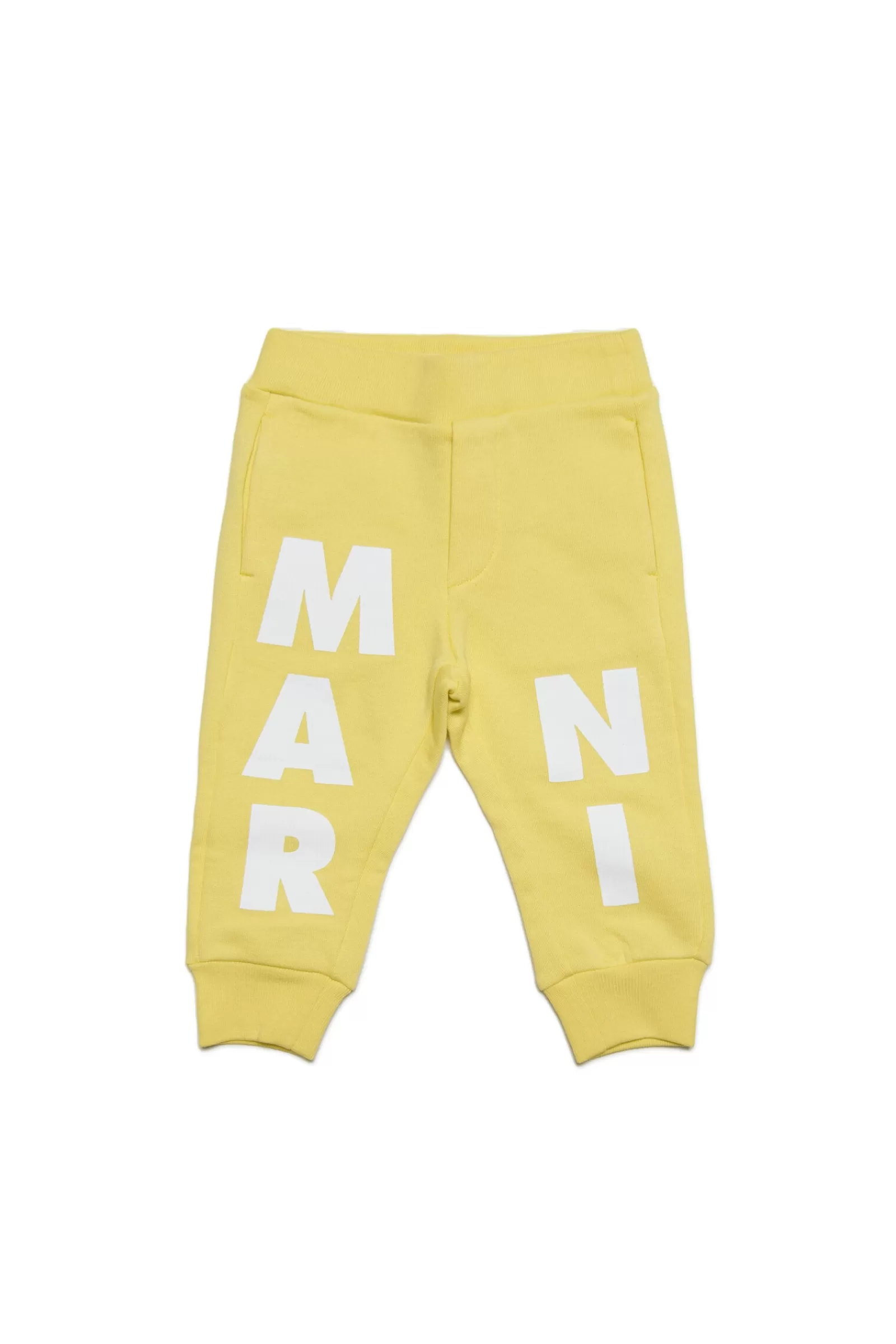 Pantaloni E Shorts<MARNI Pantaloni Gialli In Cotone Con Logo Displaced Giallo Scorza Di Limone