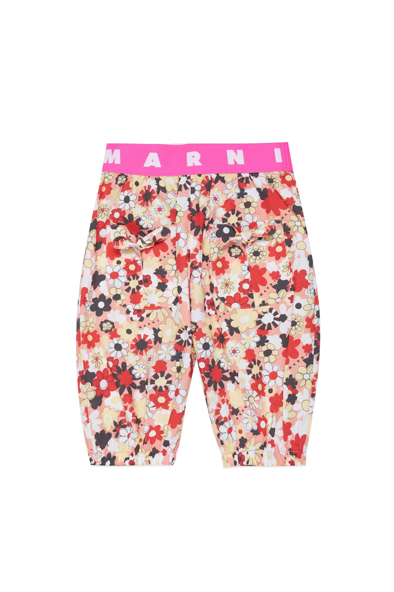 Pantaloni E Shorts<MARNI Pantaloni In Popeline Con Motivo Allover Fiori Rosa Fiore