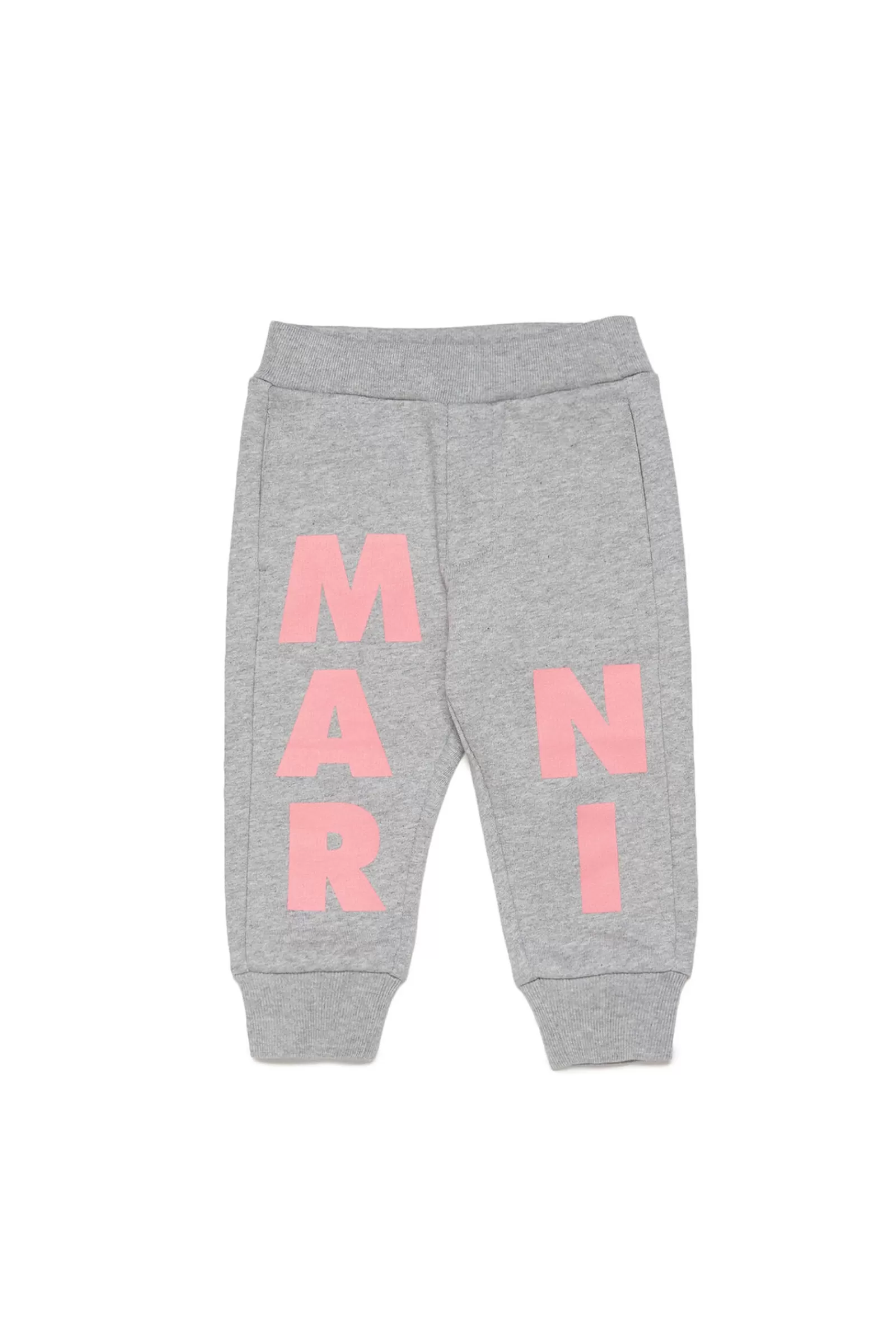 Pantaloni E Shorts<MARNI Pantaloni Joggers Grigi In Cotone Con Logo Displaced Grigio Inox Melange