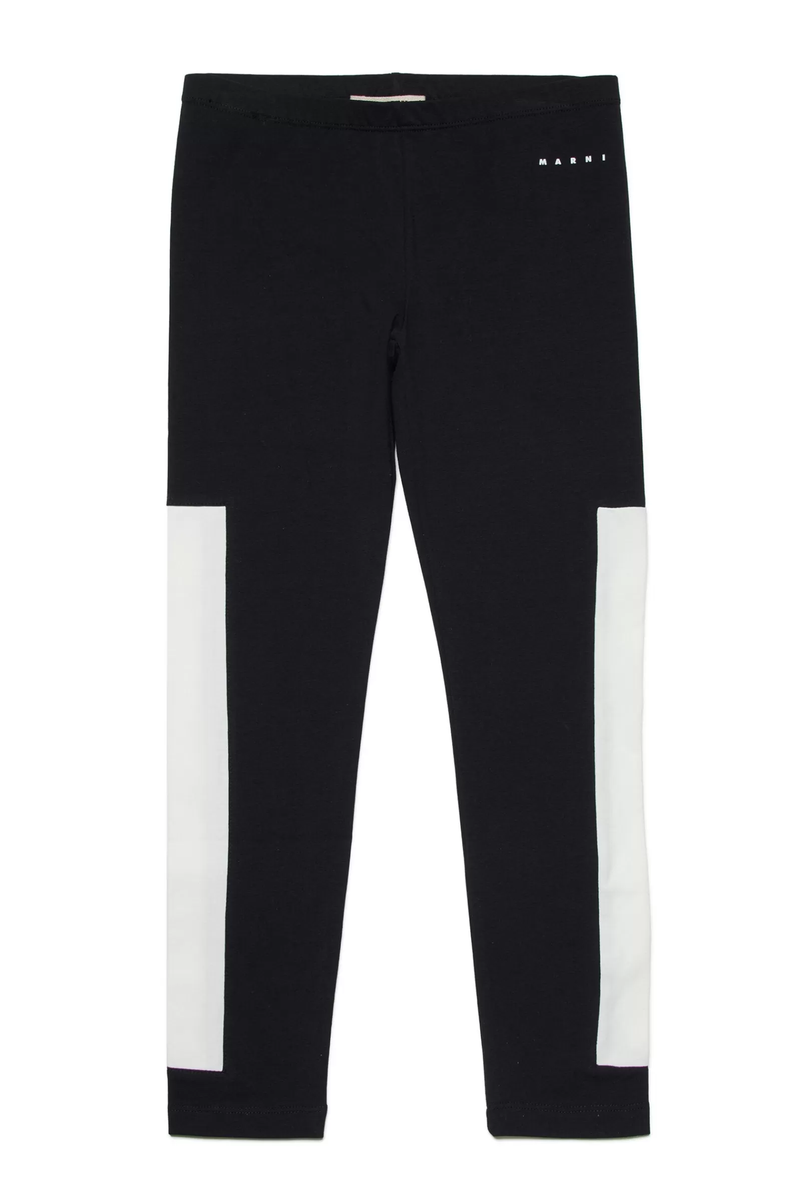 Pantaloni<MARNI Pantaloni Leggings In Jersey Con Bande E Logo Nero Denim