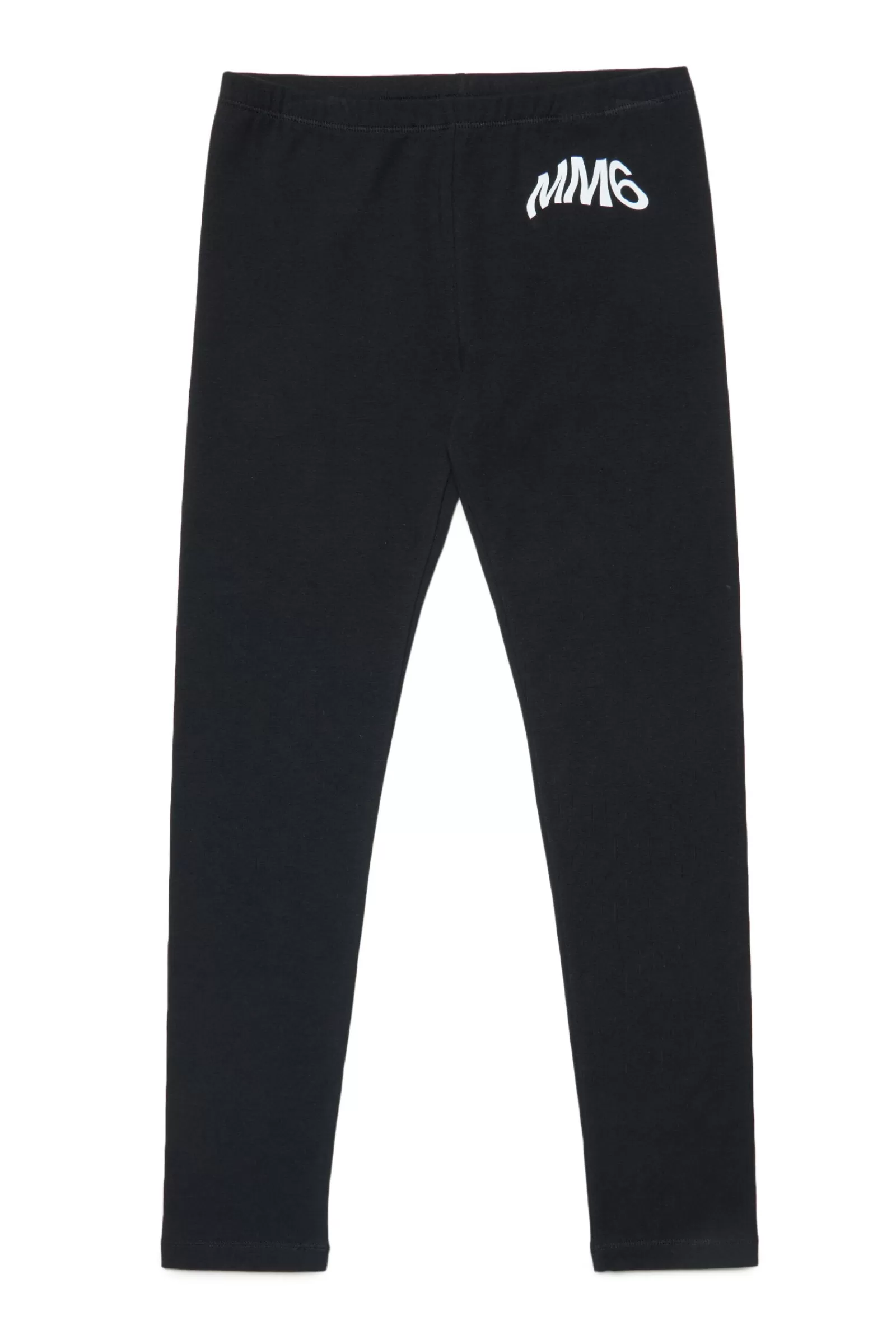 Pantaloni<MM6 MAISON MARGIELA Pantaloni Leggings Neri In Jersey Con Logo Mm6 Nero