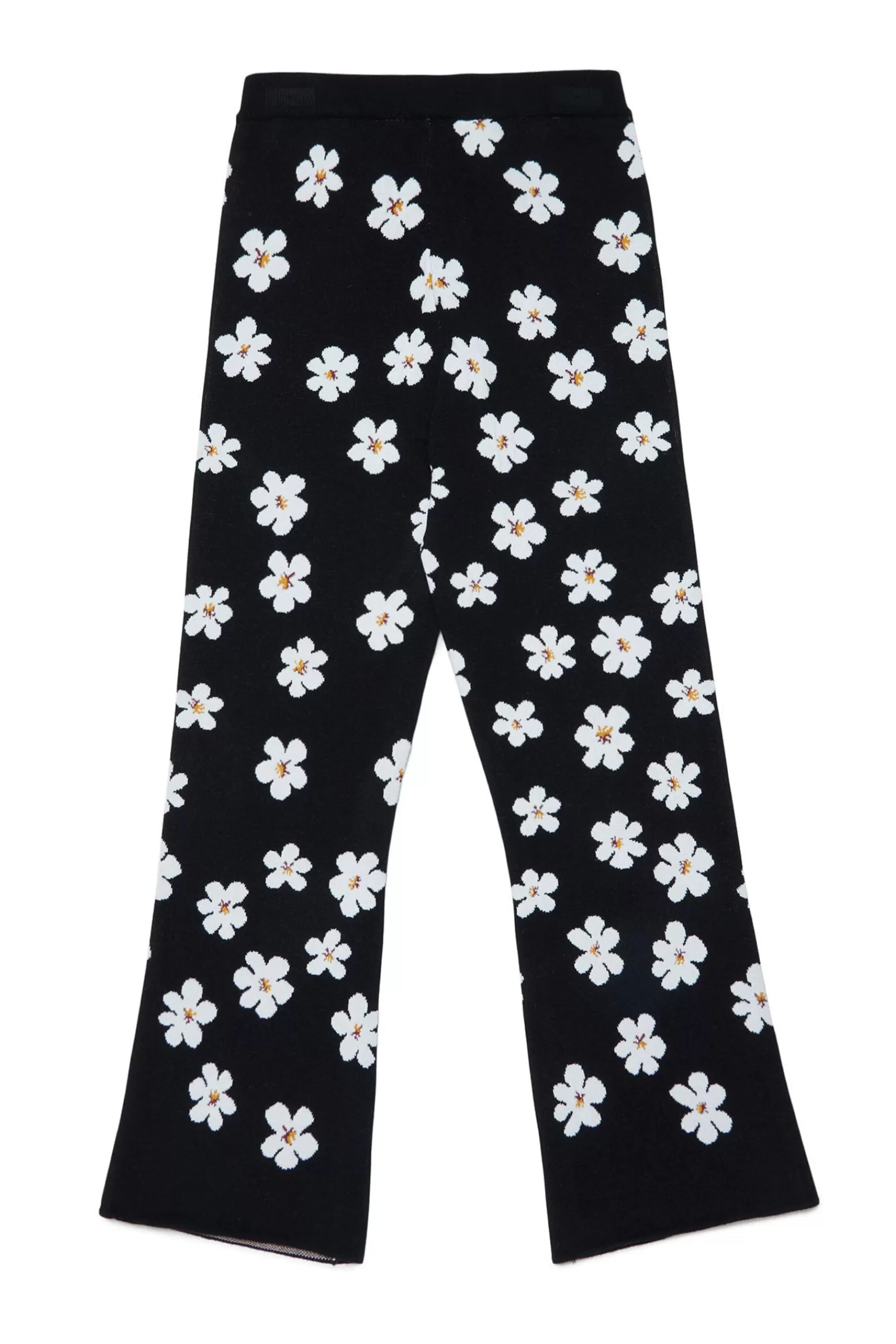 Pantaloni<MARNI Pantaloni Neri Con Gamba Ampia A Motivo Margherite Jacquard Nero