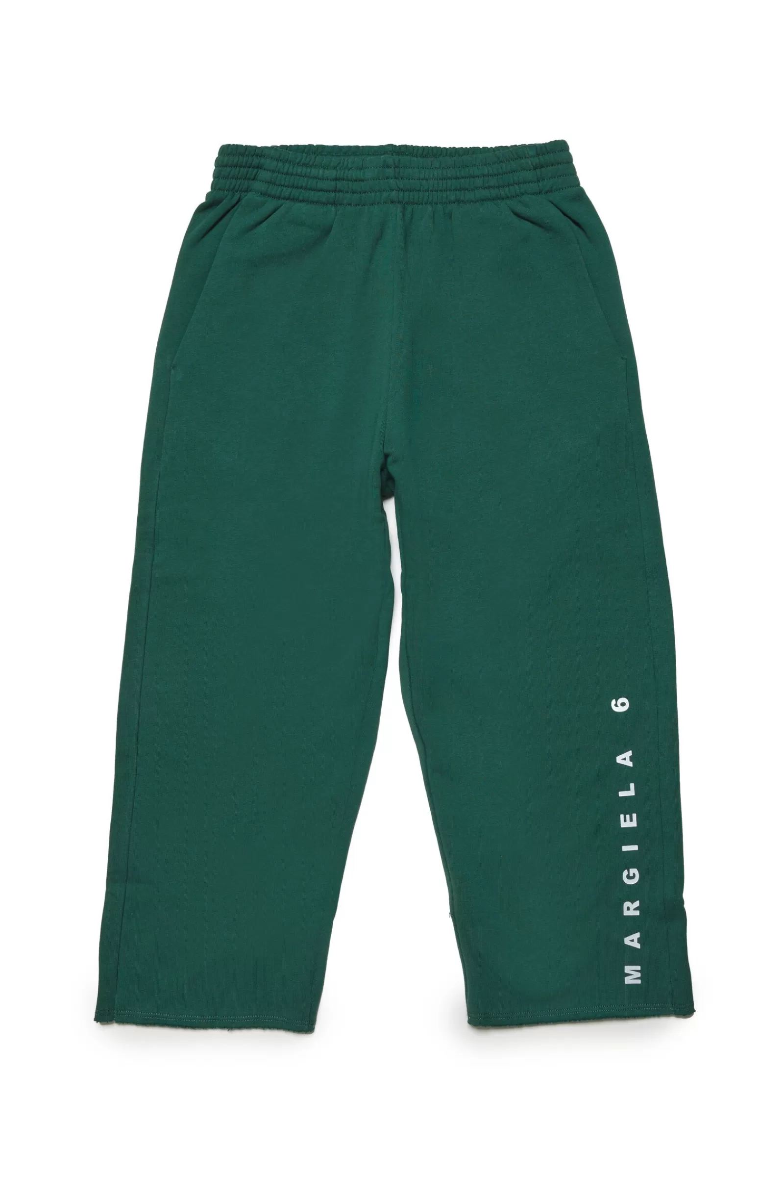 Pantaloni<MM6 MAISON MARGIELA Pantaloni Verdi In Felpa A Gamba Dritta Con Logo Verde Foresta