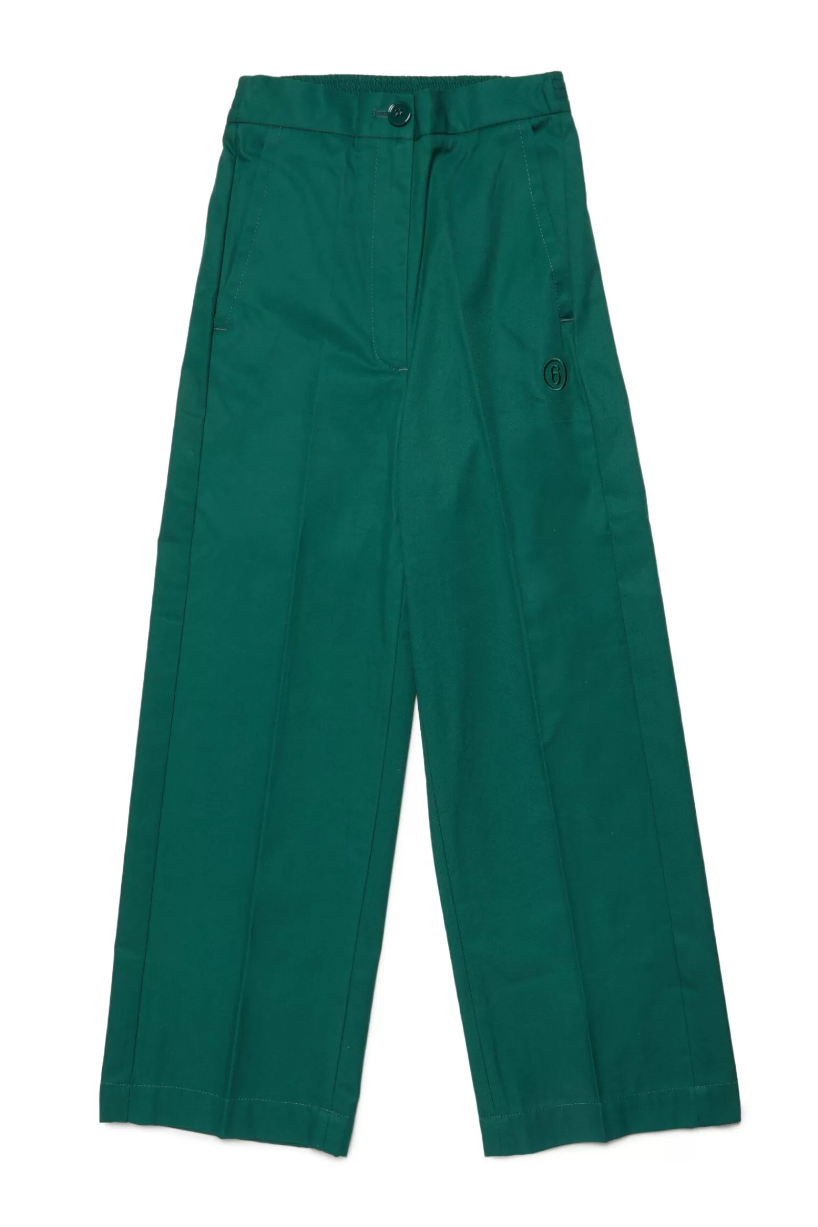 Pantaloni<MM6 MAISON MARGIELA Pantaloni Verdi In Twill Con Piega Verde Foresta