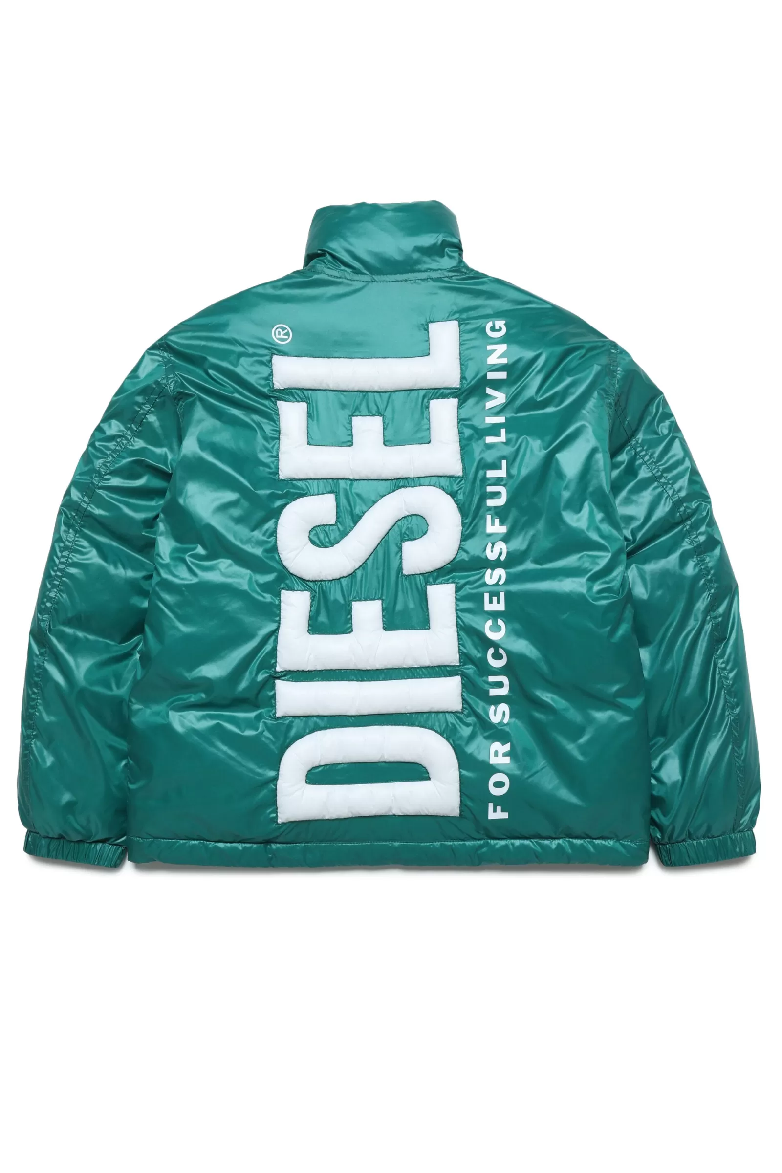 Giacche E Piumini<DIESEL Piumino In Fake Down Con Logo Trapuntato Verde Bottiglia