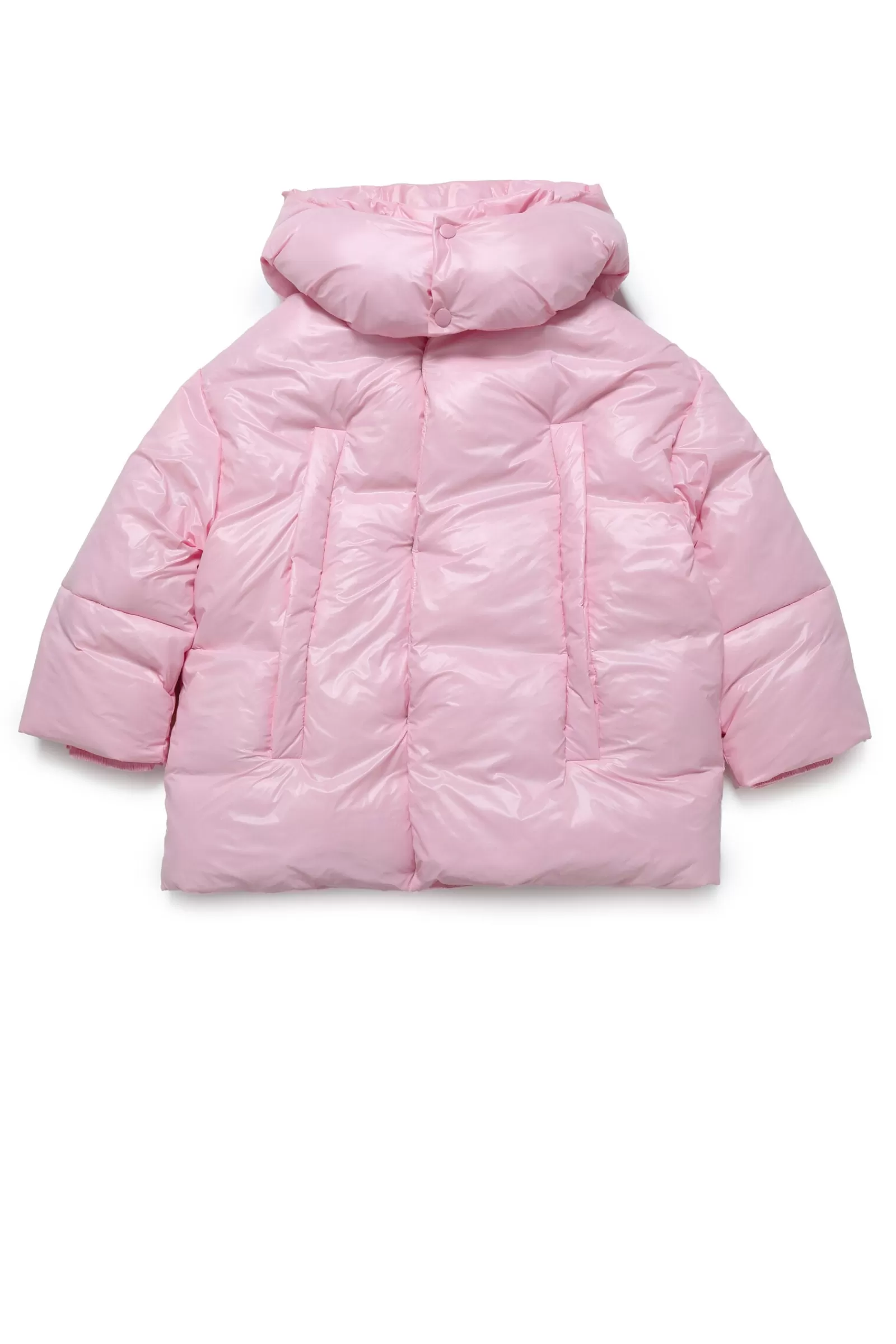 Giacche E Piumini<N°21 Piumino Oversize Con Cappuccio Rosa Caramella