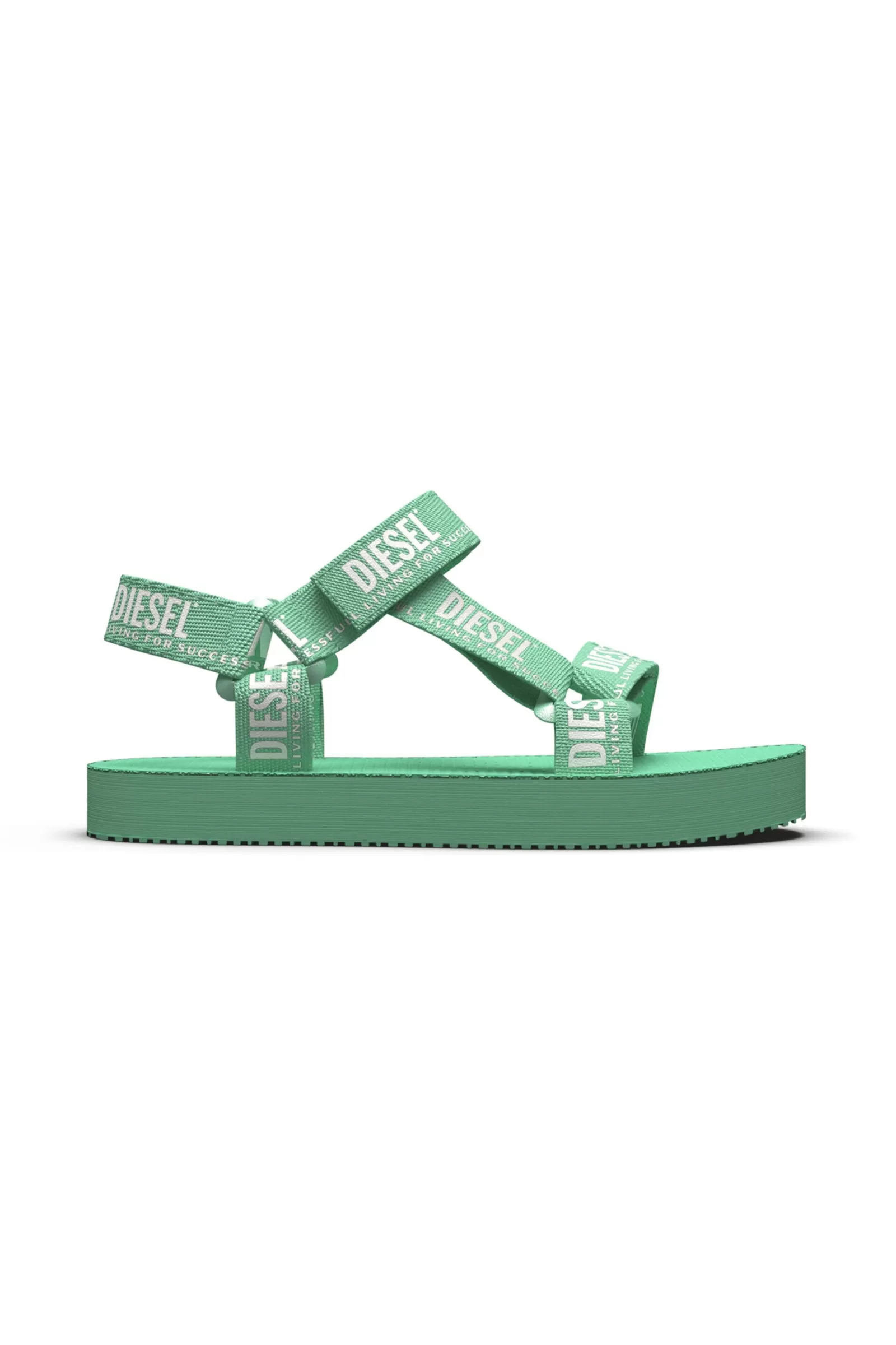 Sandali E Ciabatte<DIESEL Sandali Verdi Con Logo Allover Verde Leggero