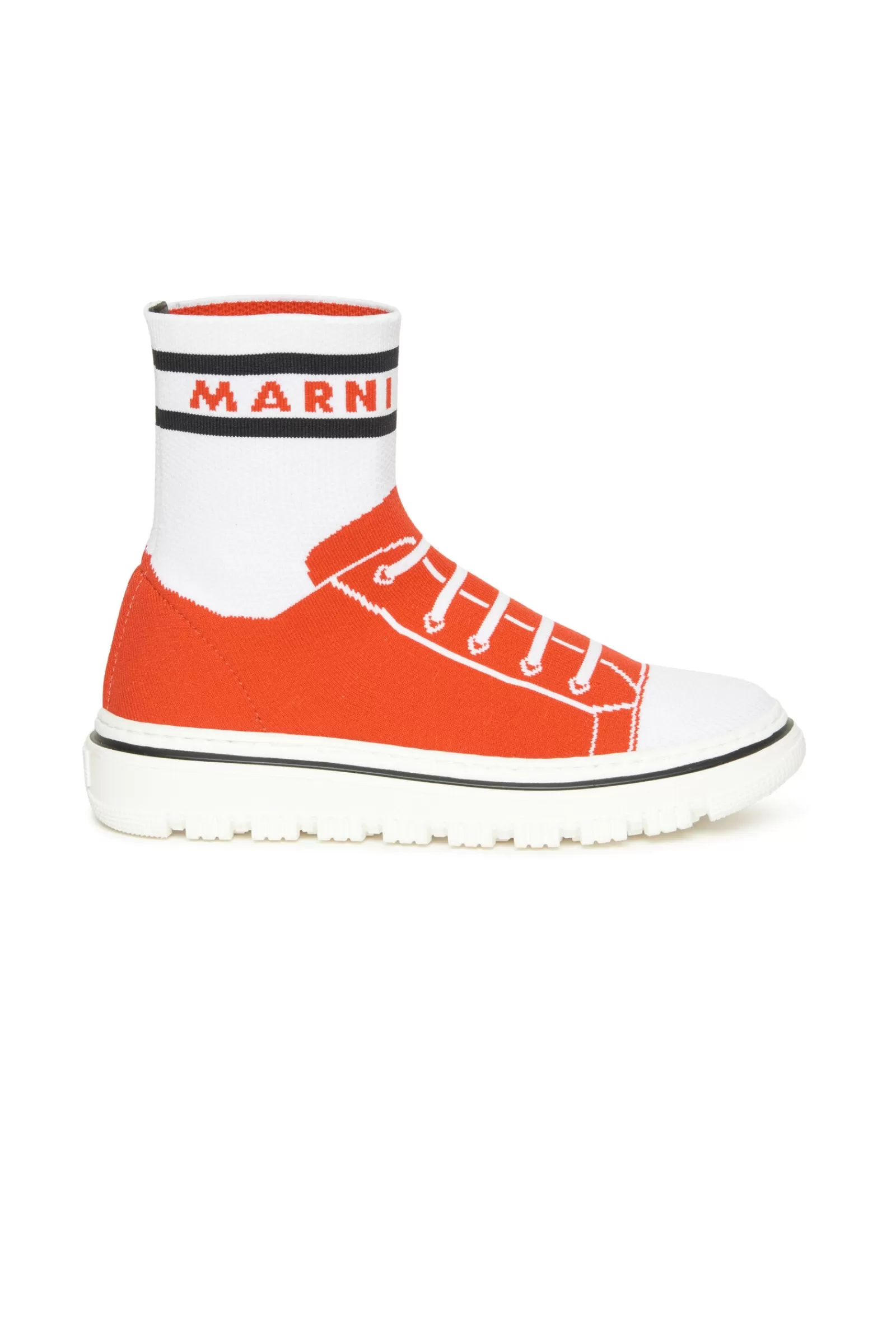 Sneakers<MARNI Scarpe Sneakers Alte In Jaquard Trompe L'Oeil Rosso