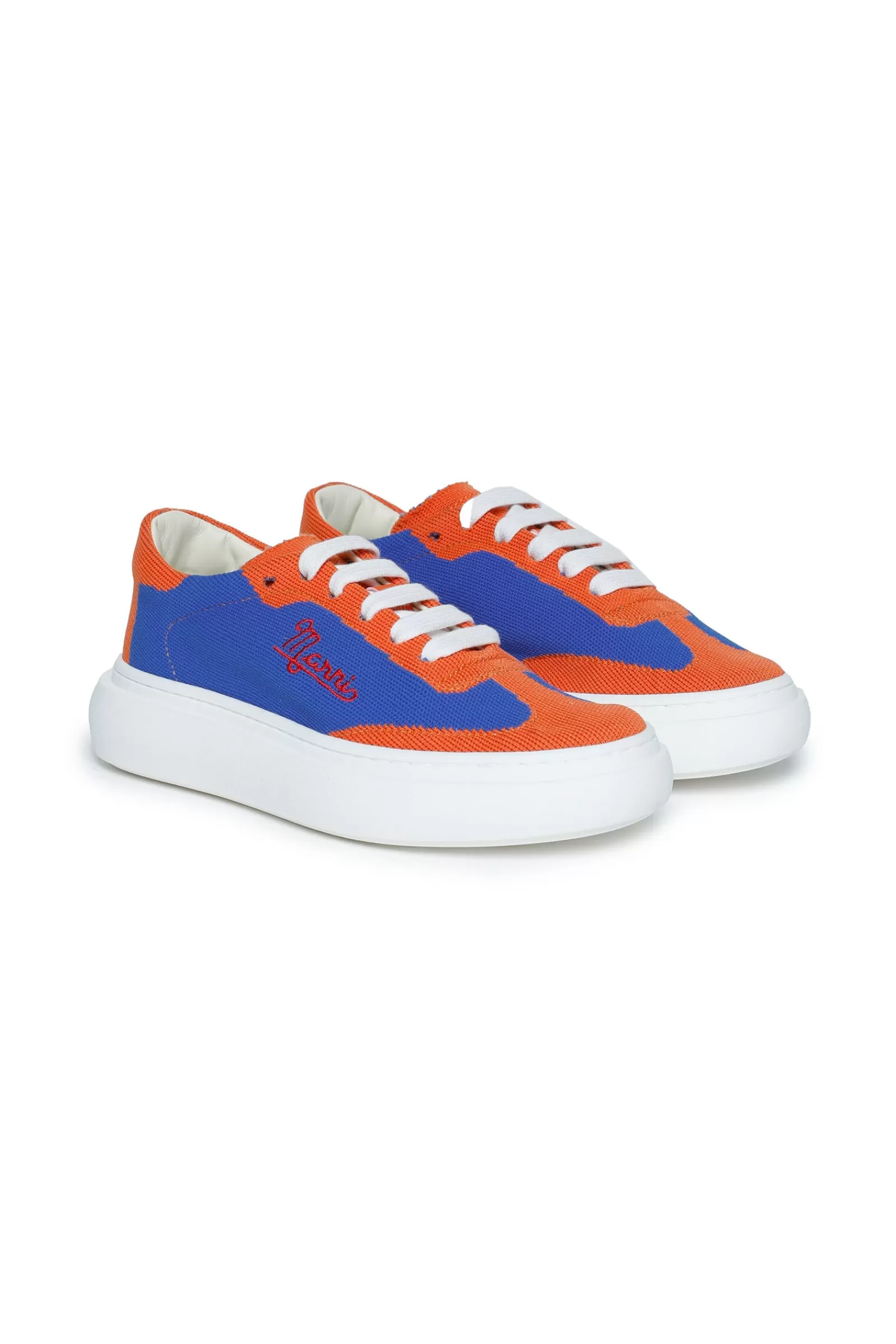 Sneakers<MARNI Scarpe Sneakers Basse Blu Trompe-L'Oeil Jacquard Indaco